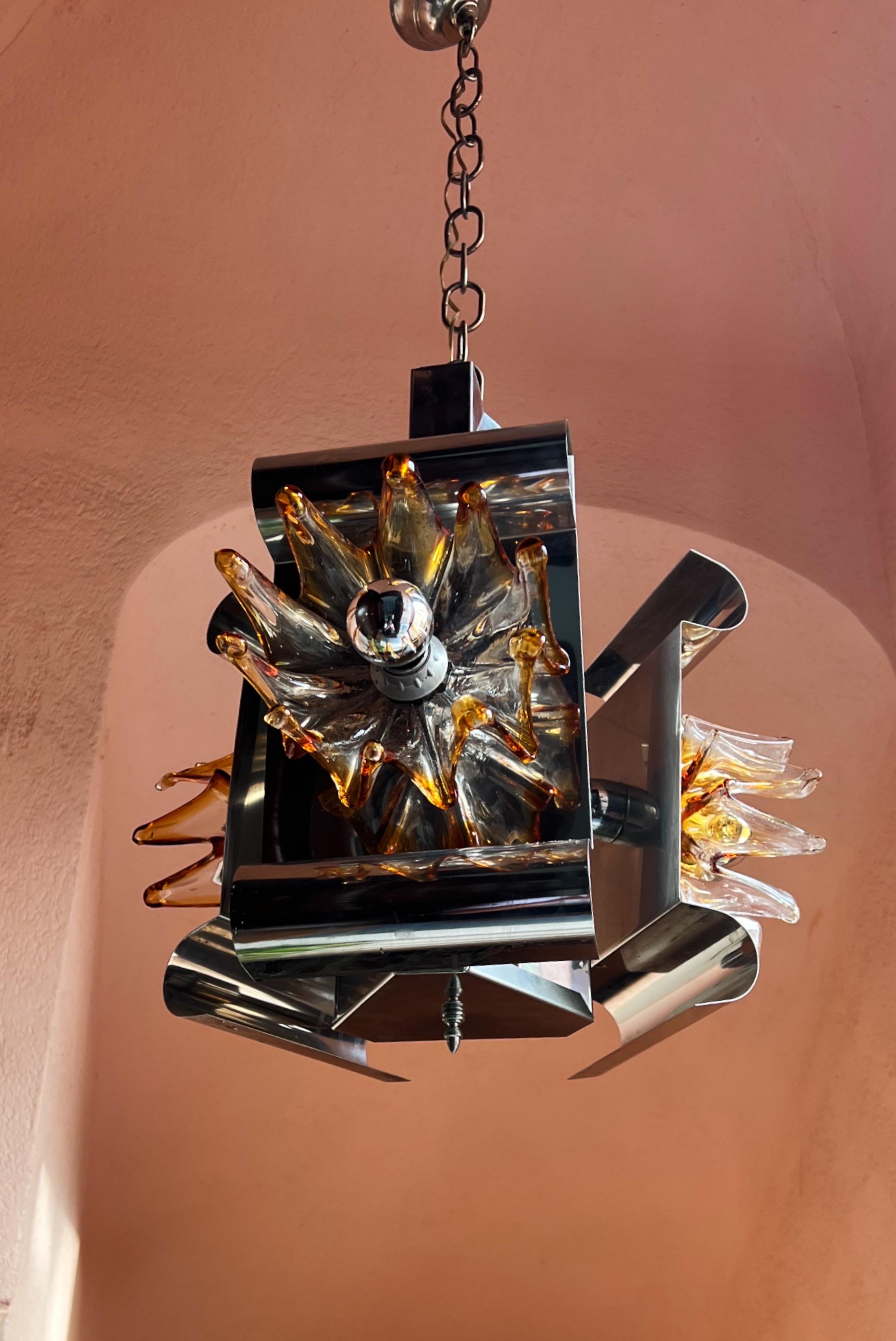 Squisita lampada a sospensione Mazzega Murano di Carlo Nason, 1970 in vendita 5