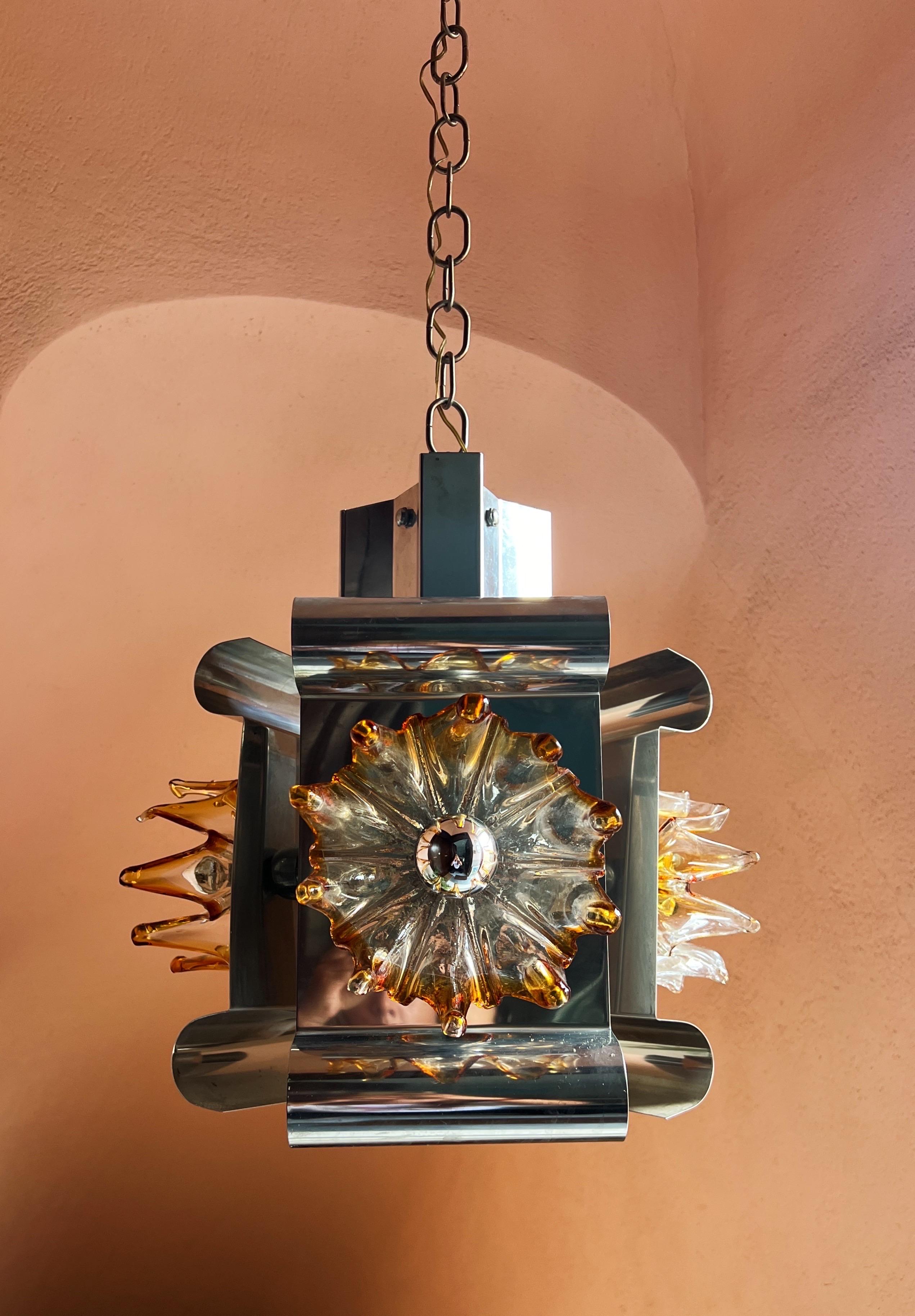 Squisita lampada a sospensione Mazzega Murano di Carlo Nason, 1970 in vendita 6