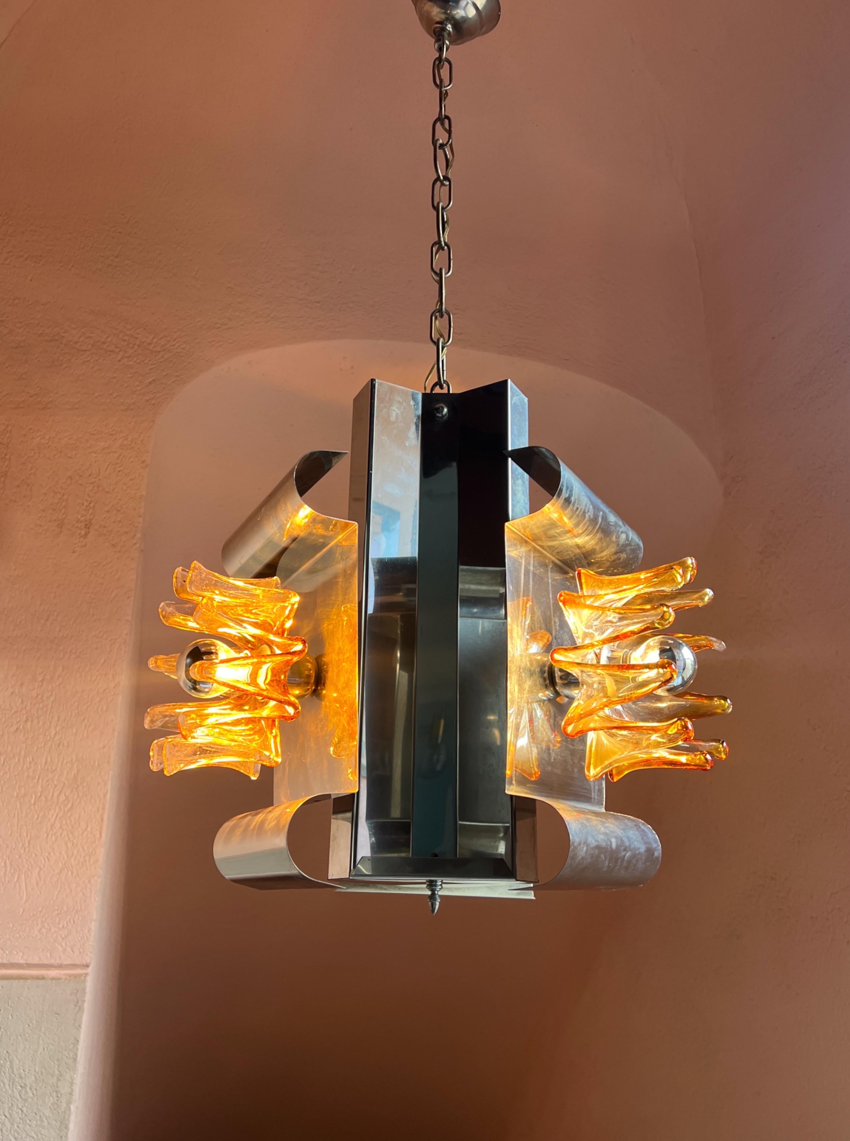 Squisita lampada a sospensione Mazzega Murano di Carlo Nason, 1970 in vendita 7