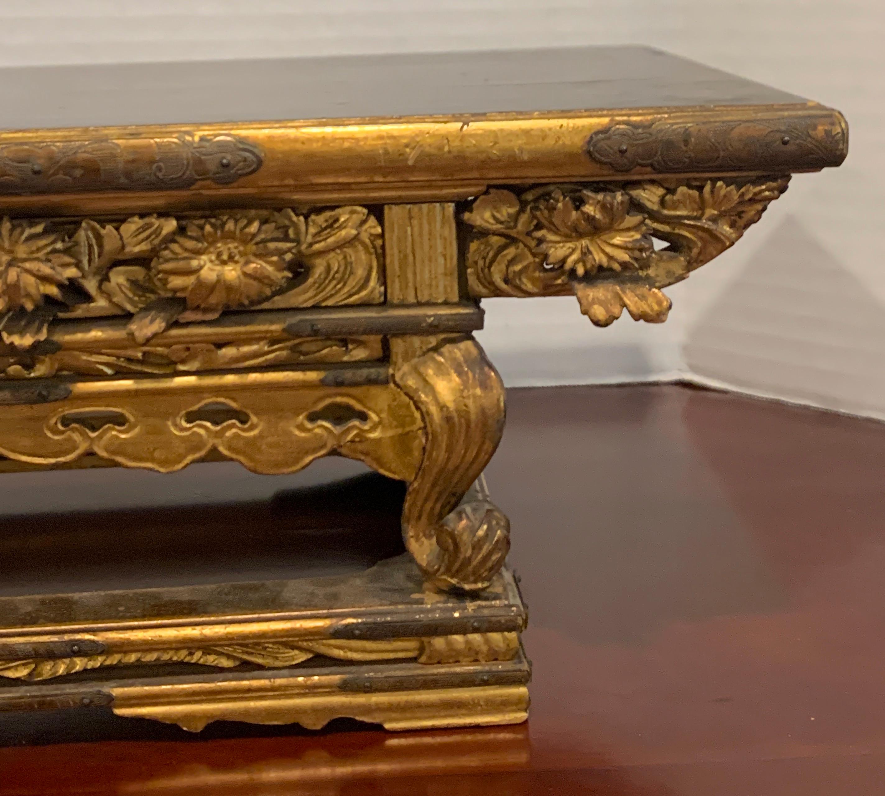 Japanese Exquisite Meiji Period Gilt Lacquered and Brass Mounted Stand For Sale