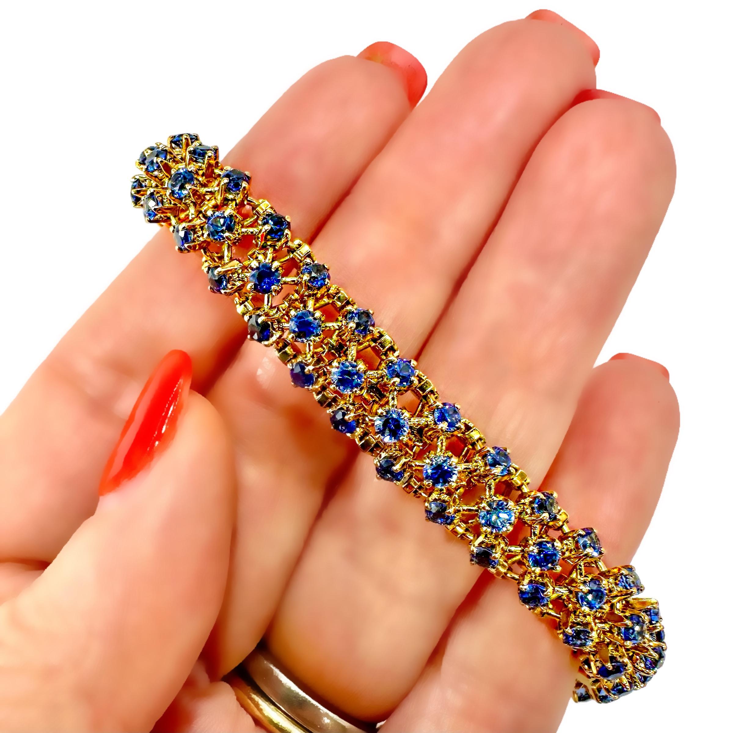 Exquisite Mid-20th Century French 18k Gold and Sapphire Bracelet For Sale 1
