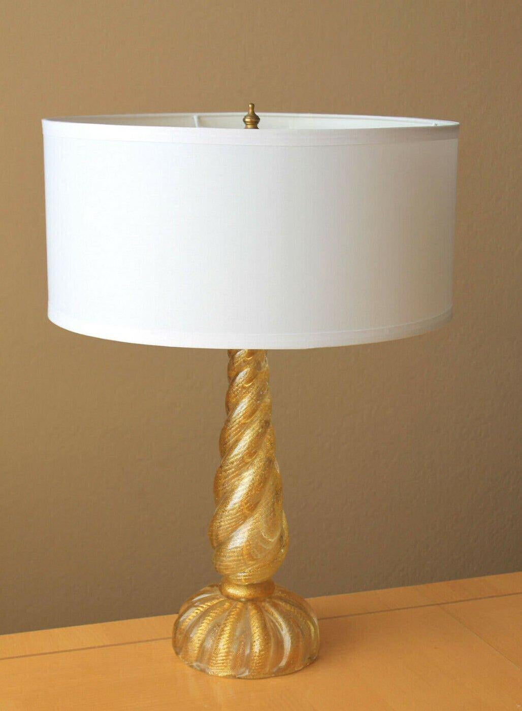 Mid-Century Modern Mid Century Italian Ercole Barovier & Toso. Murano Gold & Glass Table Lamp 1950s For Sale