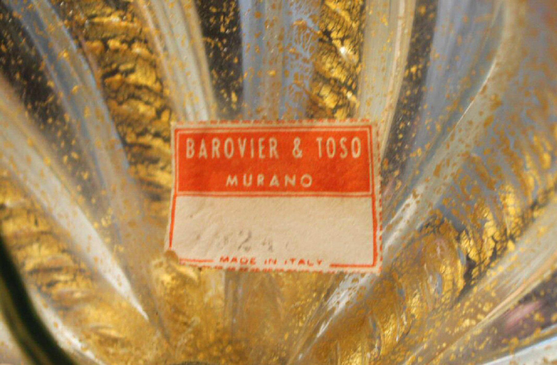 20ième siècle Ercole Barovier & Toso italien du milieu du siècle dernier Lampe de table en or et verre de Murano, années 1950 en vente