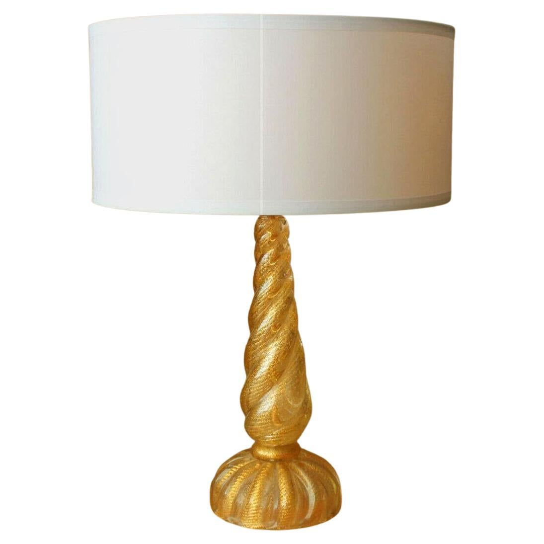 Mid Century Italian Ercole Barovier & Toso. Murano Gold & Glass Table Lamp 1950s For Sale