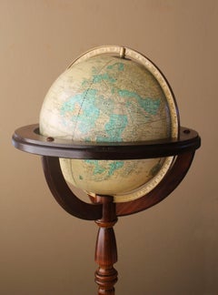 Exquisite Mid Century Imperial Terrestrial Standing Floor Globe Wood Library
