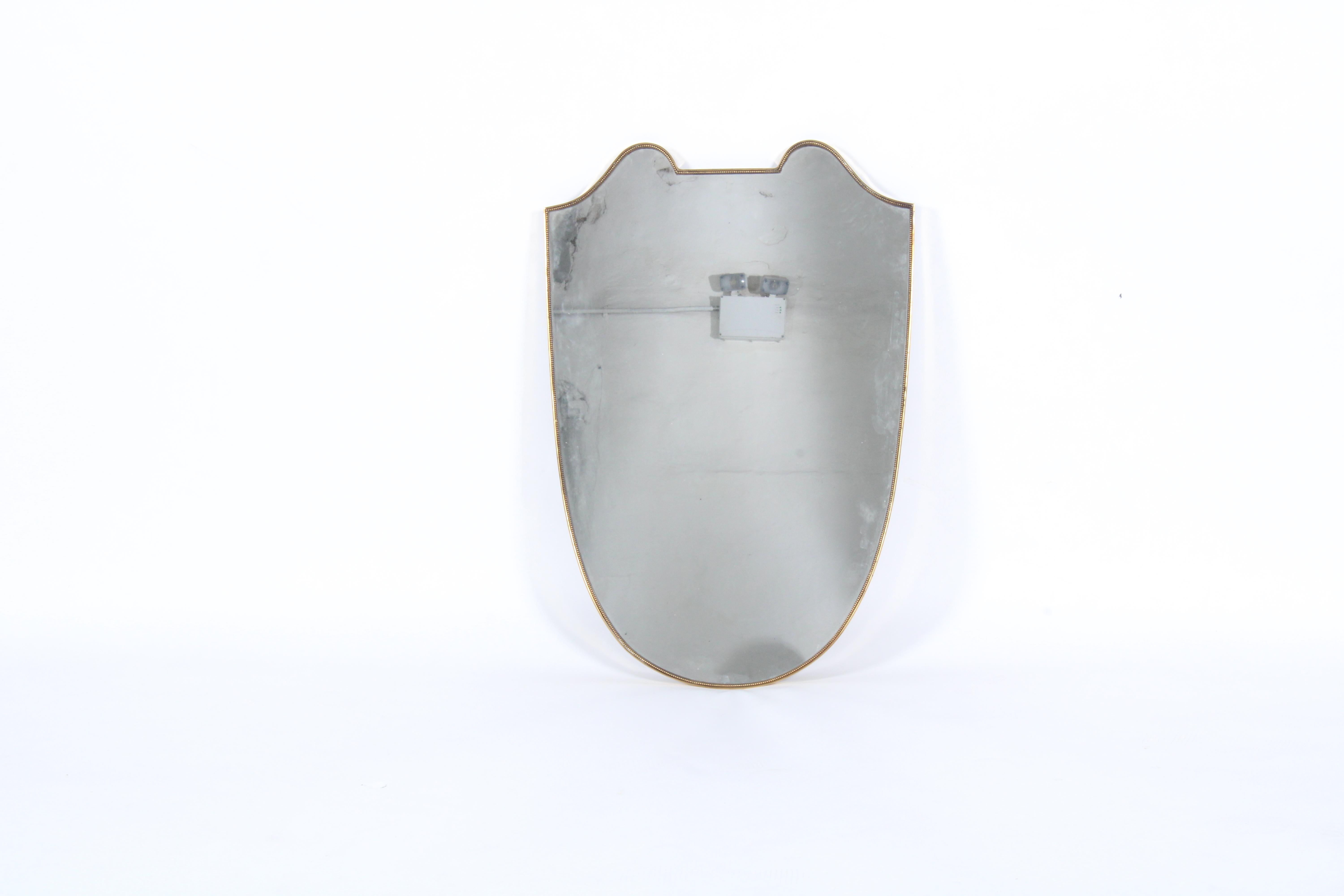 Mid-Century Modern Exquisite Mid Century Italian Brass Rimmed Mirror 