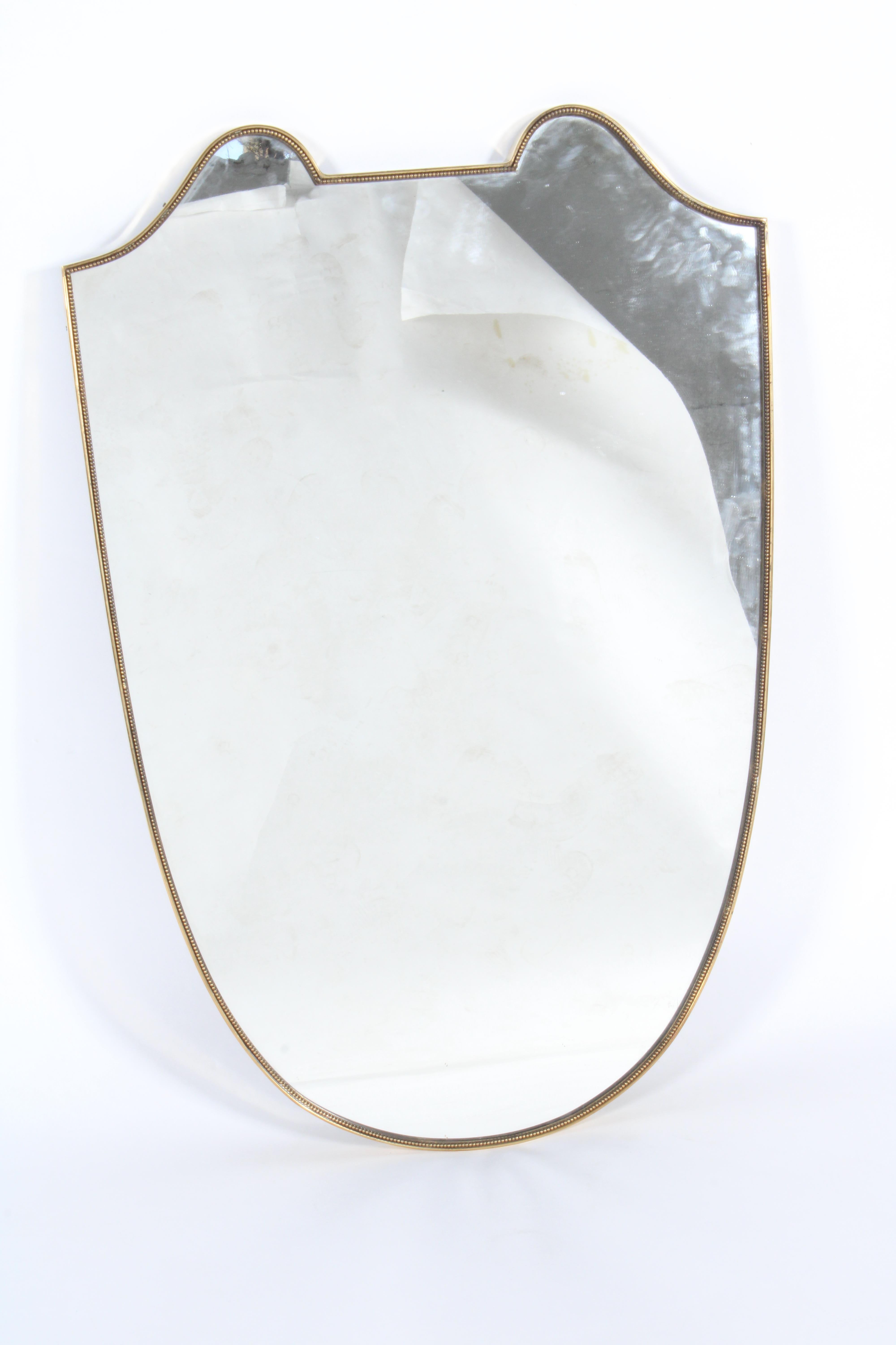 Mid-20th Century Exquisite Mid Century Italian Brass Rimmed Mirror 