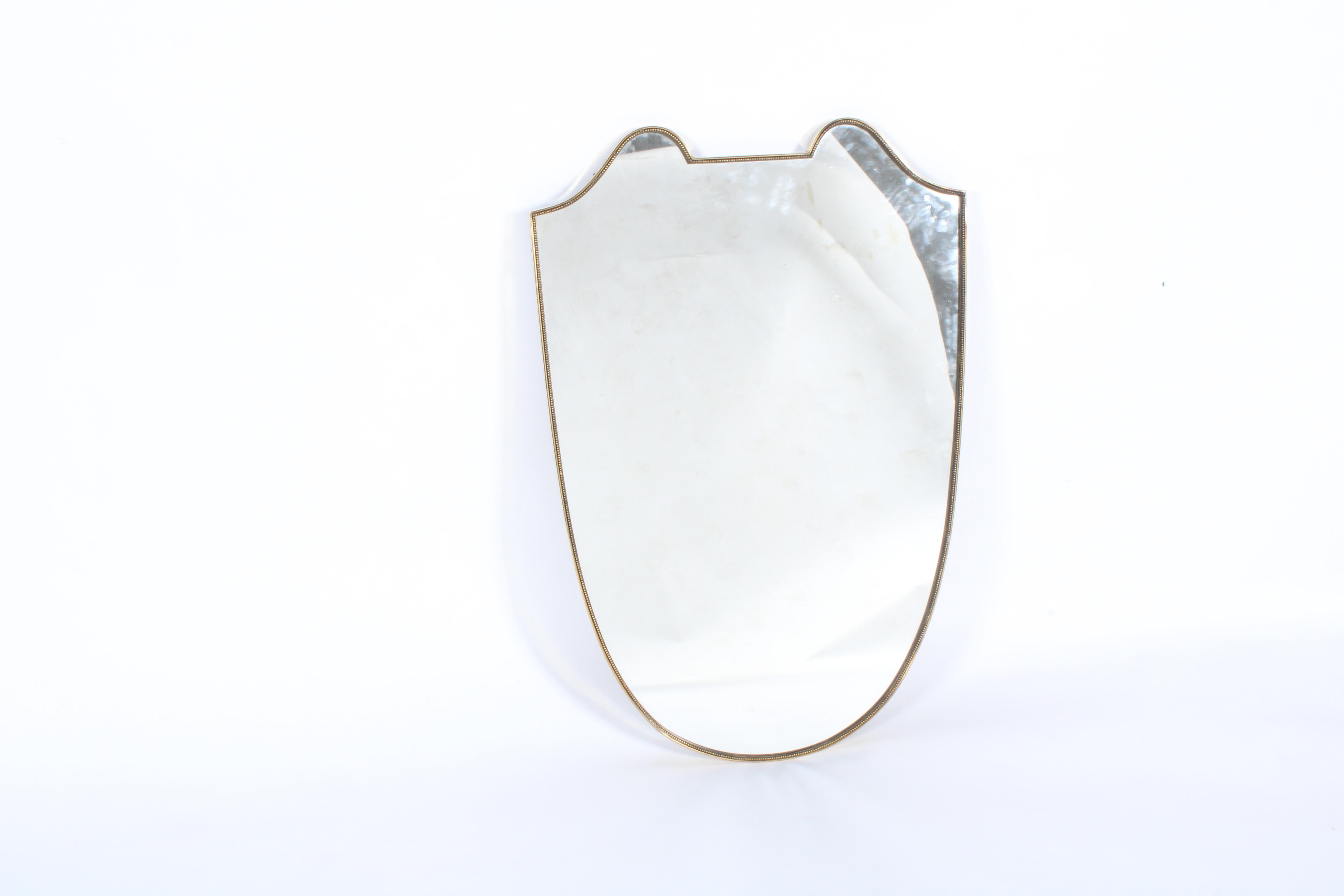 Exquisite Mid Century Italian Brass Rimmed Mirror  1