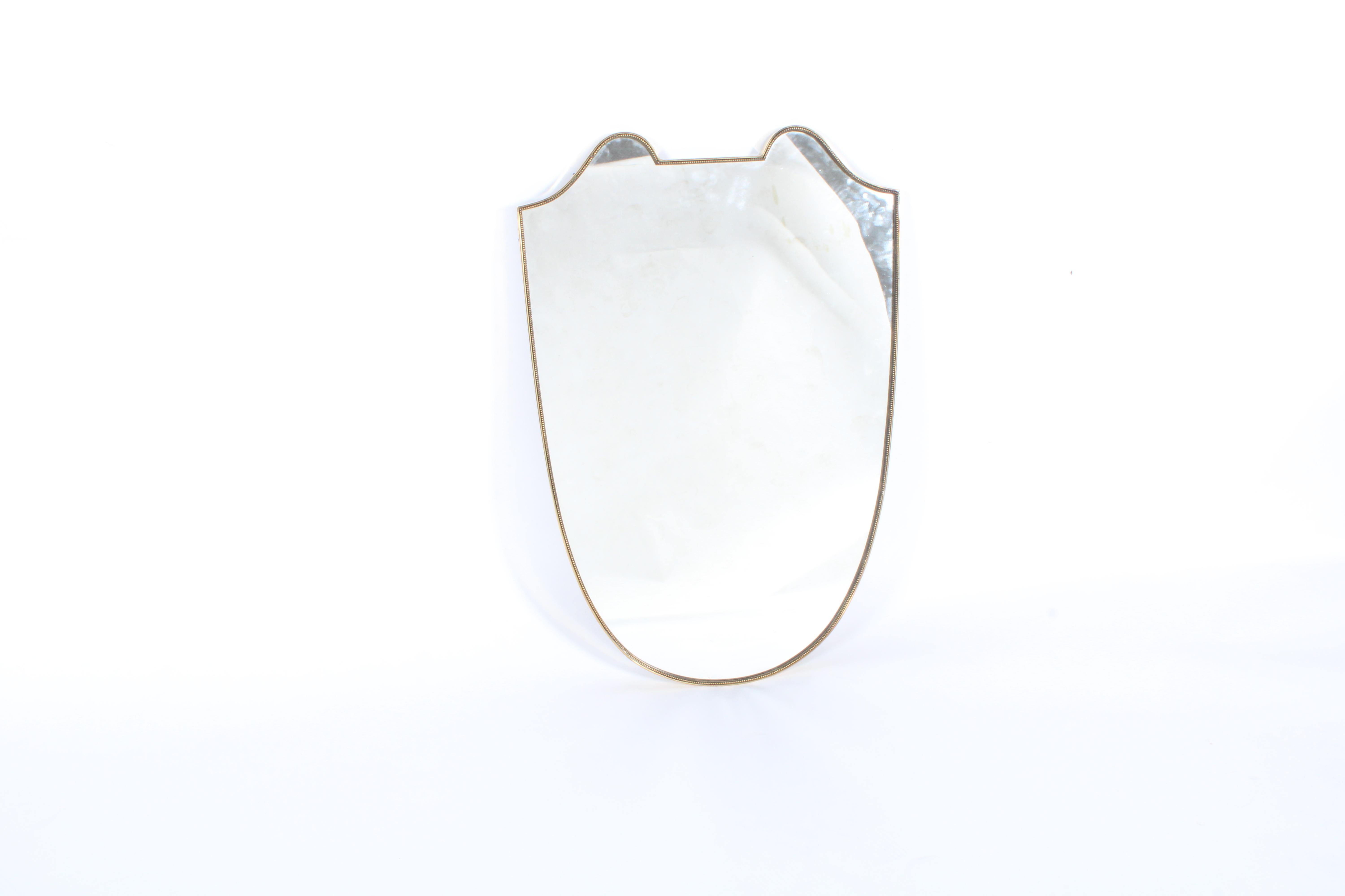 Exquisite Mid Century Italian Brass Rimmed Mirror  2