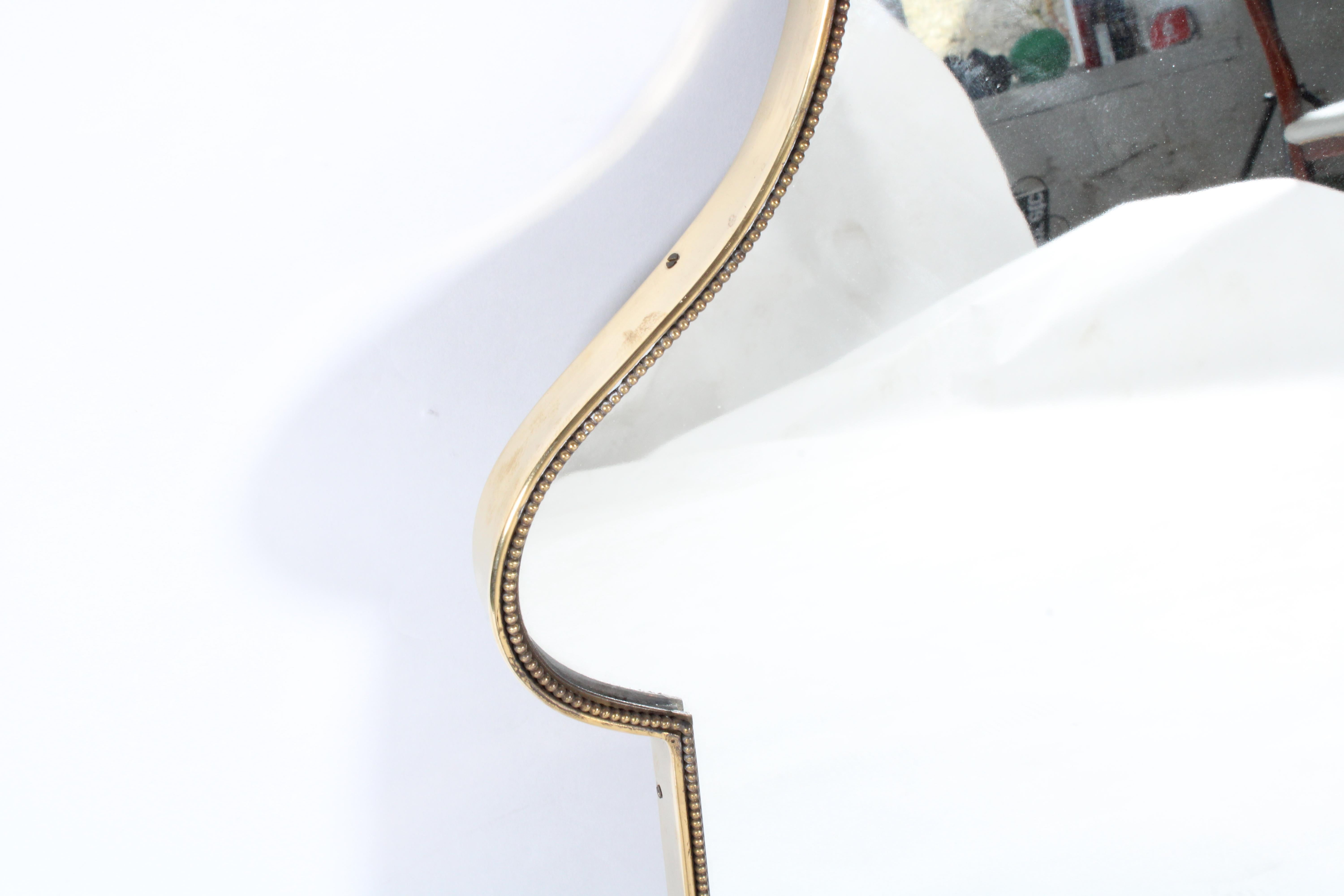 Exquisite Mid Century Italian Brass Rimmed Mirror  3