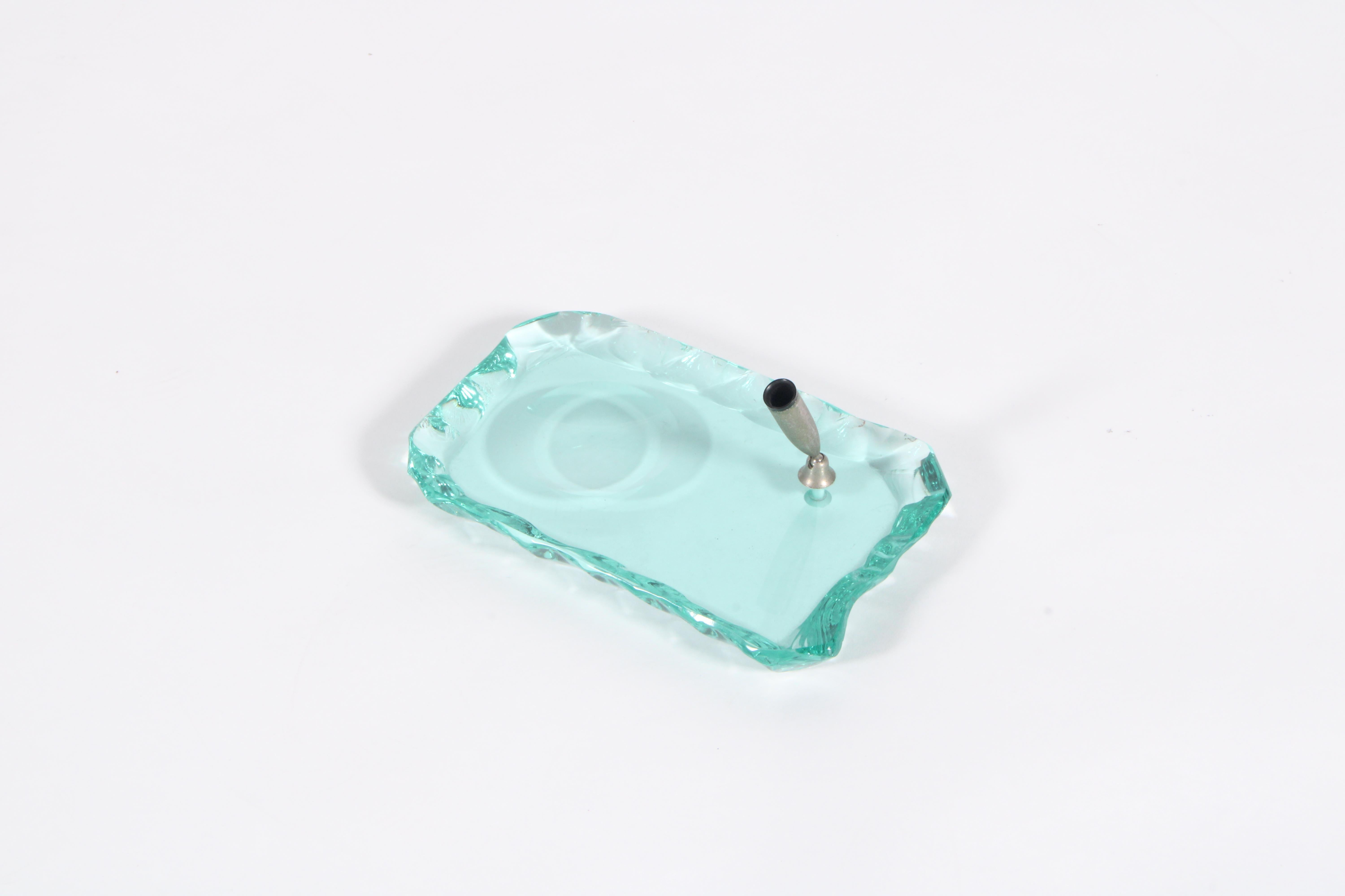 A simply wonderful objet d'art this beautifully crafted glass pen holder attributed to the iconic Italian brand Fontana Arte is the perfect desk accessory to add Mid Century style and sophistication to your home or work place office. Beautifully