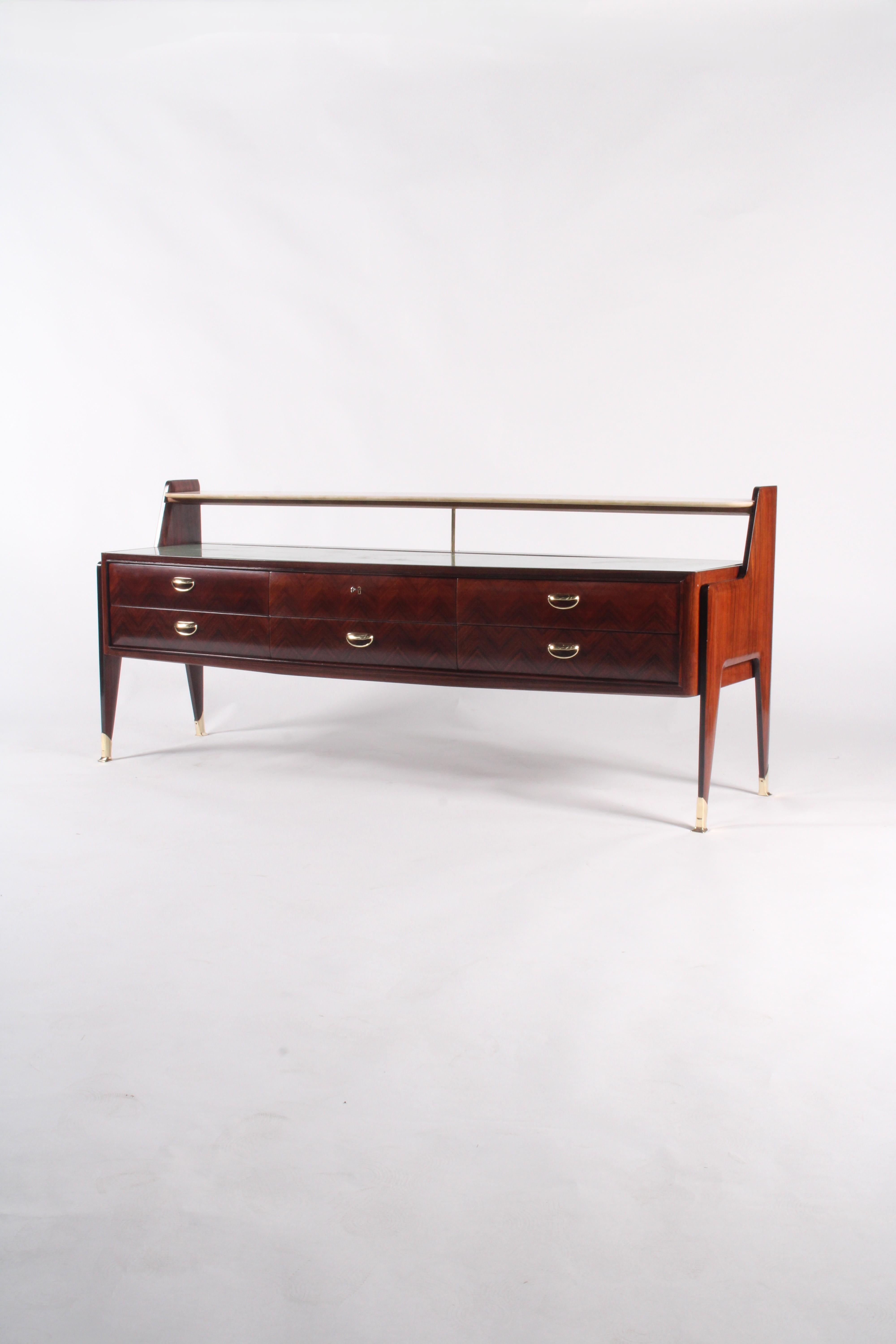 Brass Exquisite Mid Century Italian Sideboard For Sale