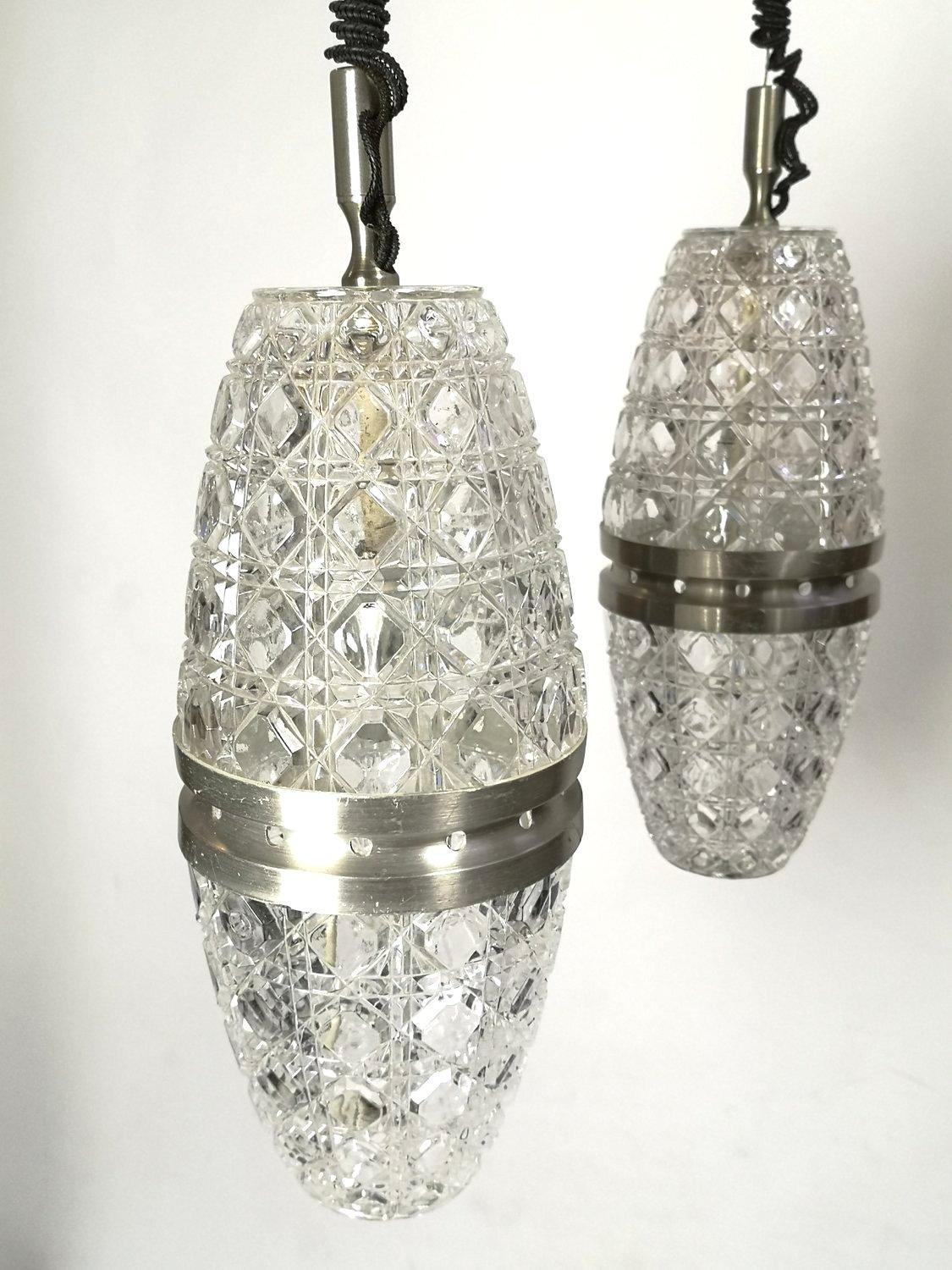 Glass Exquisite Mid-century modern ceiling lamp with crystal light shades (50193) For Sale