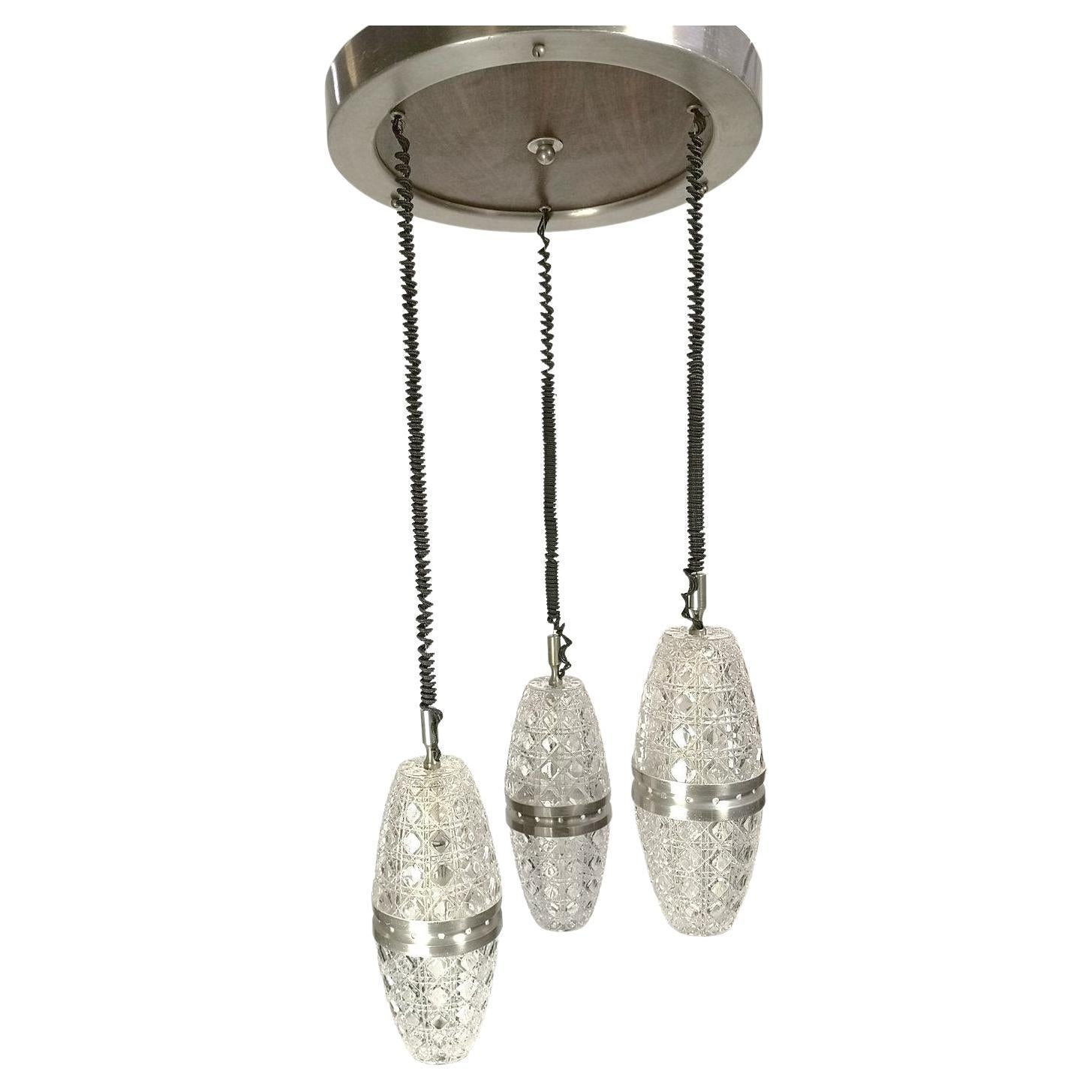 Exquisite Mid-century modern ceiling lamp with crystal light shades (50193) For Sale