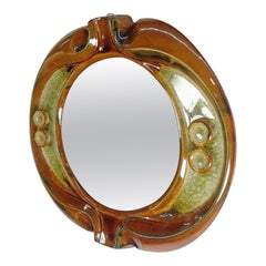 Exquisite Mid-Century Modern Ceramic Wall Mirror, 1970's, '50292'