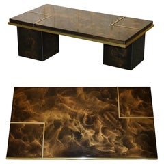 EXQUISITE MiD CENTURY MODERN HIDDEN STORAGE HAND PAINTED LACQUERED COFFEE TABLE