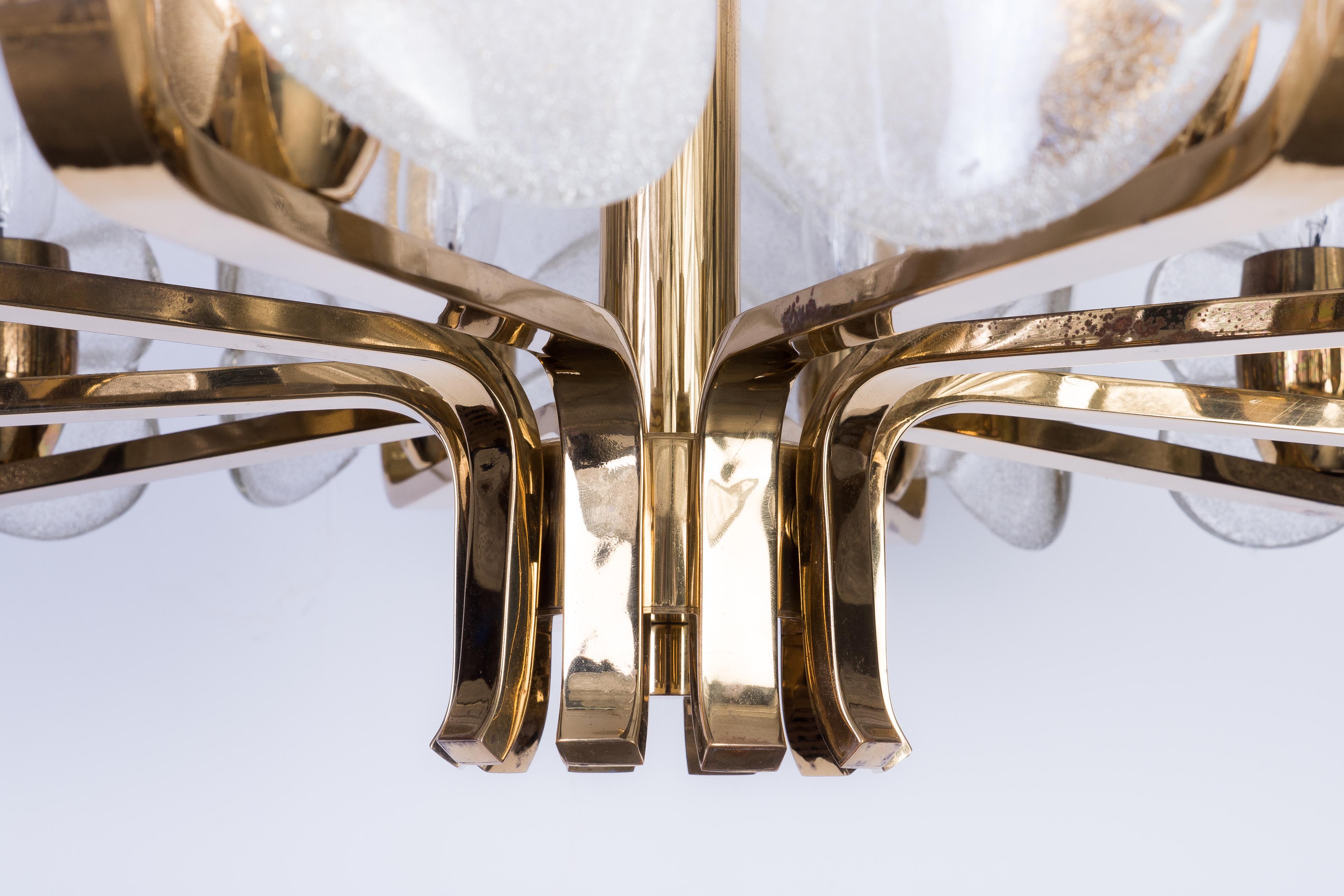 Gilt Exquisite Mid-Century Modernist Chandelier by Carl Fagerlund for Orrefors For Sale