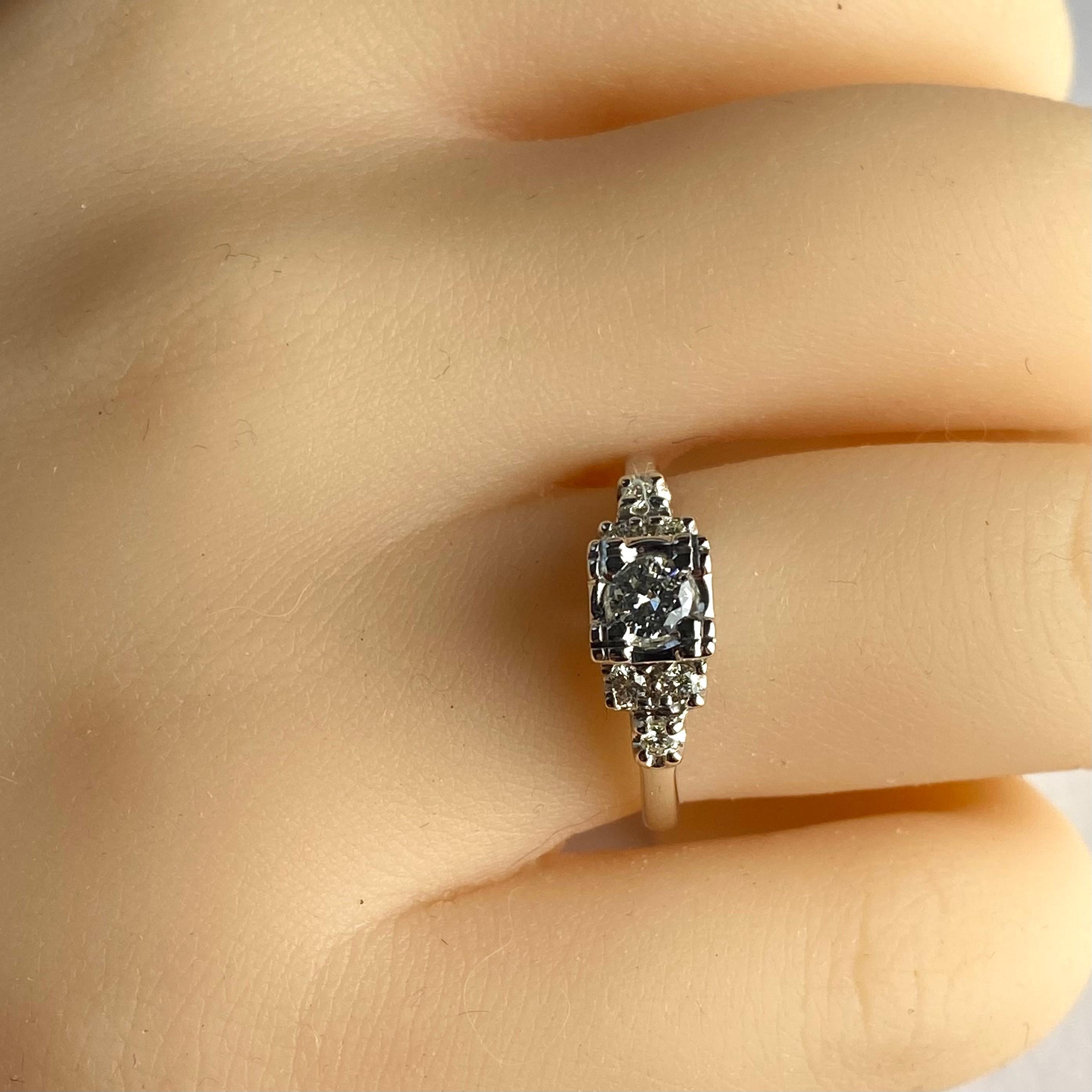 Exquisite Mid-Century Vintage Diamond Cocktail Ring in 14K White Gold For Sale 6