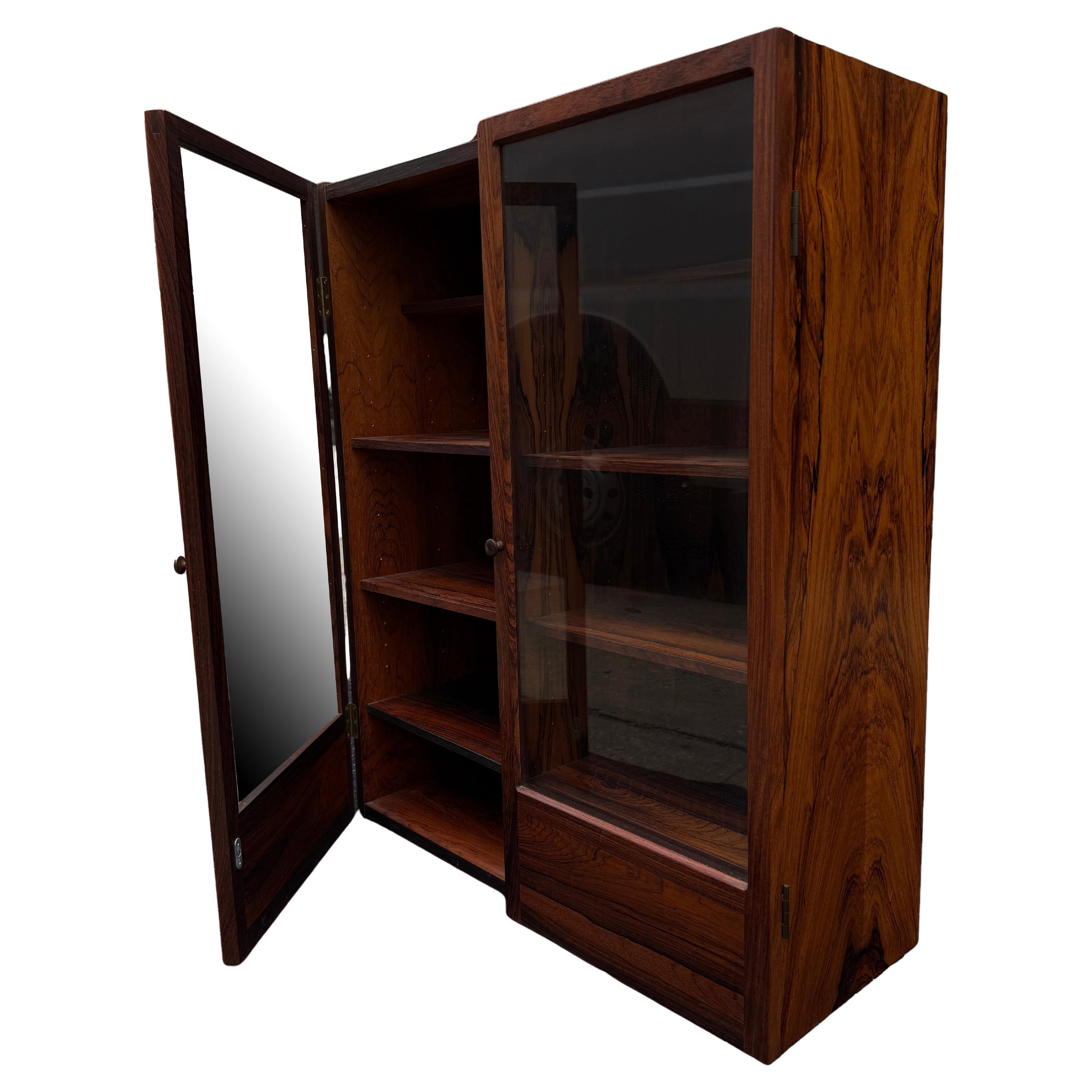 Exquisite Midcentury Modern Rosewood Two Door Display Cabinet