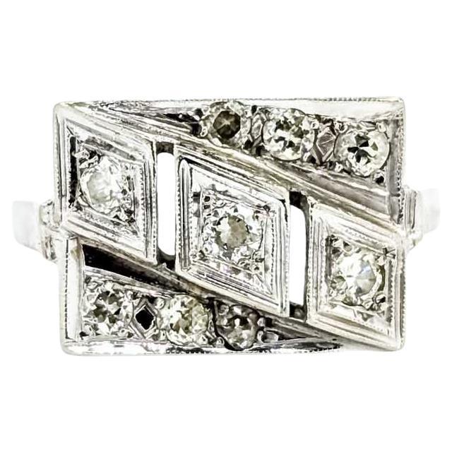 Exquisite Milgrain Diamond Ring in 14k White Gold