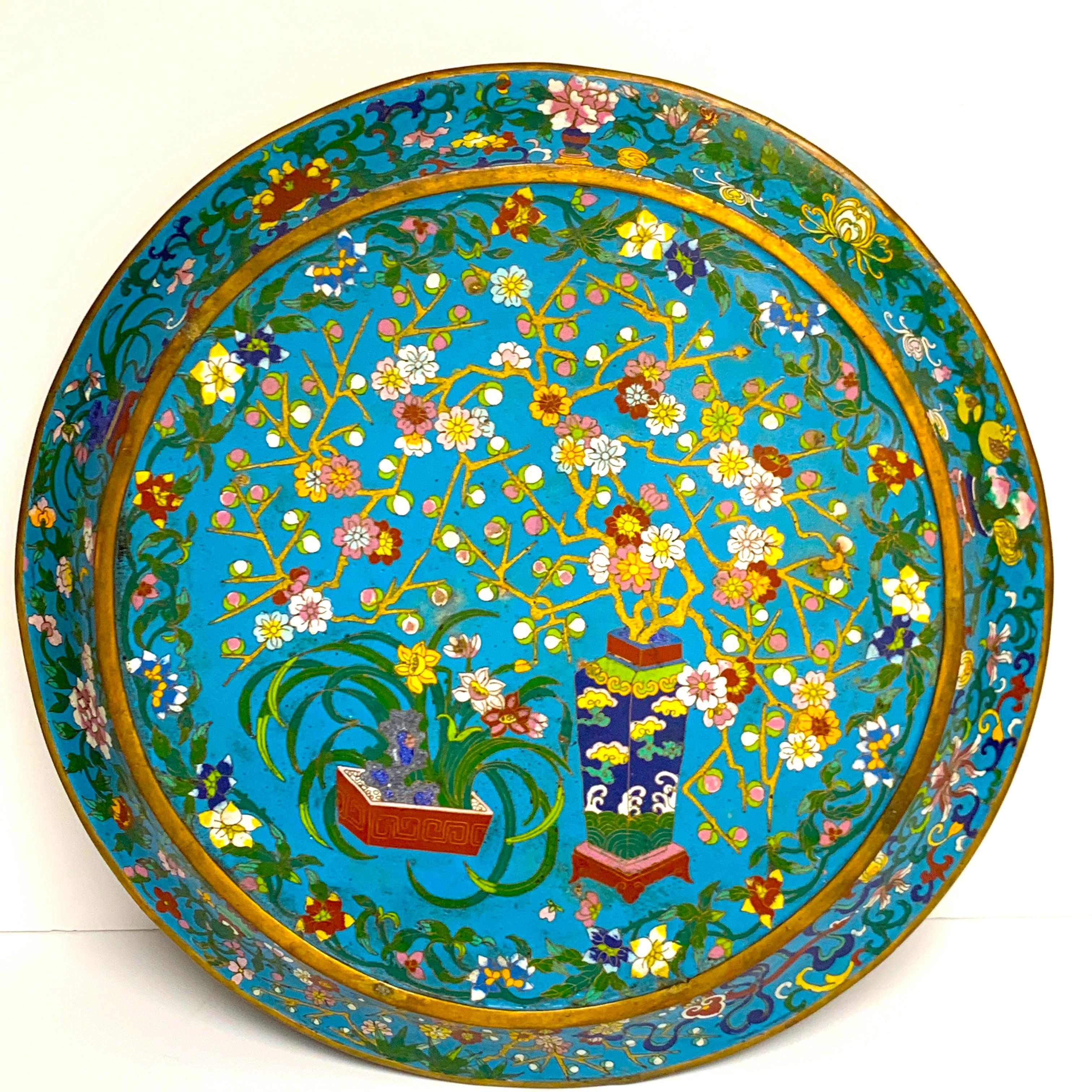 Exquisite Ming Style Cloisonné Charger and Stand 5