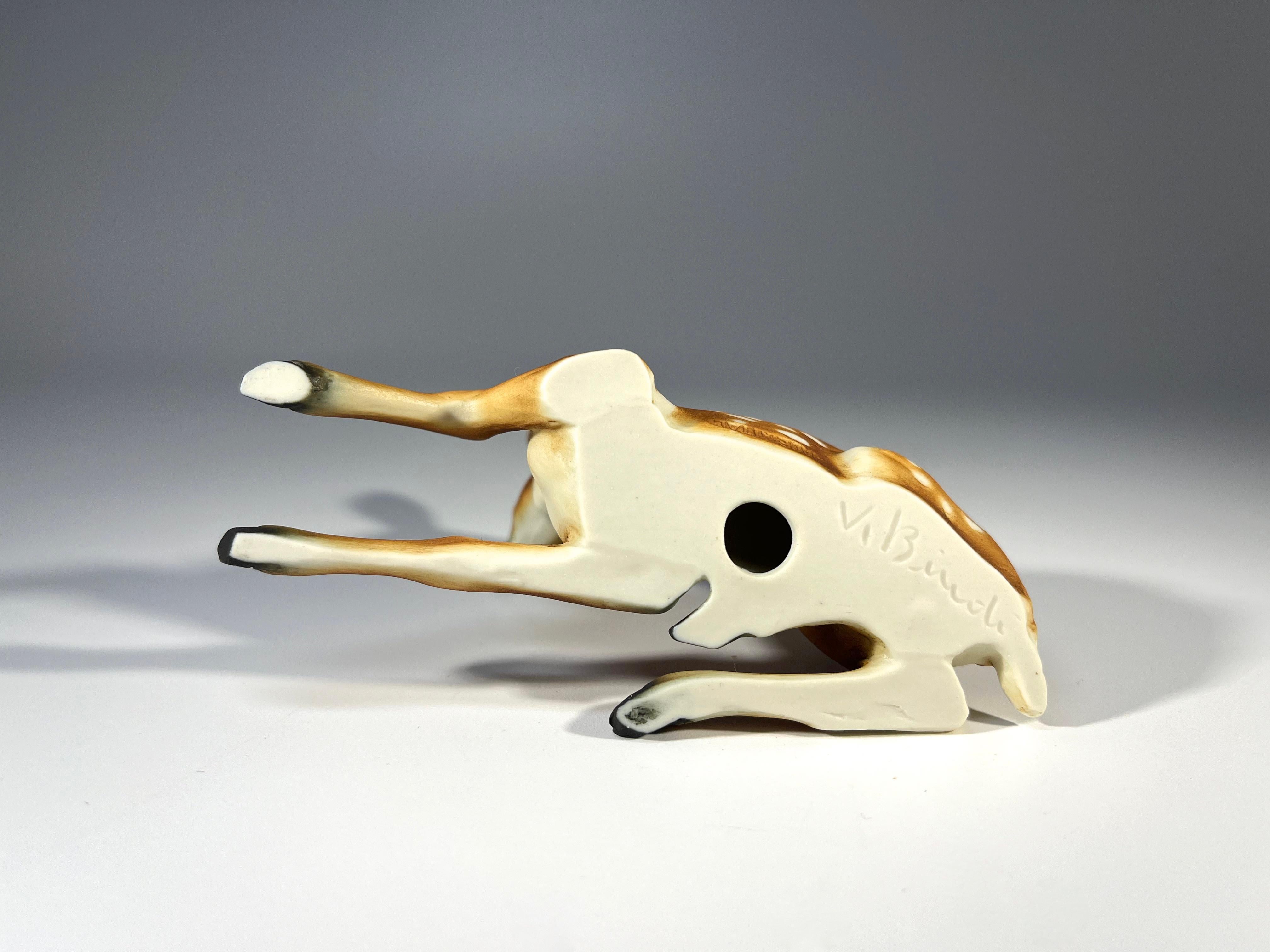 Exquisite Miniature Italian Bisque Porcelain Fawn Figurine, Superbly Crafted For Sale 4