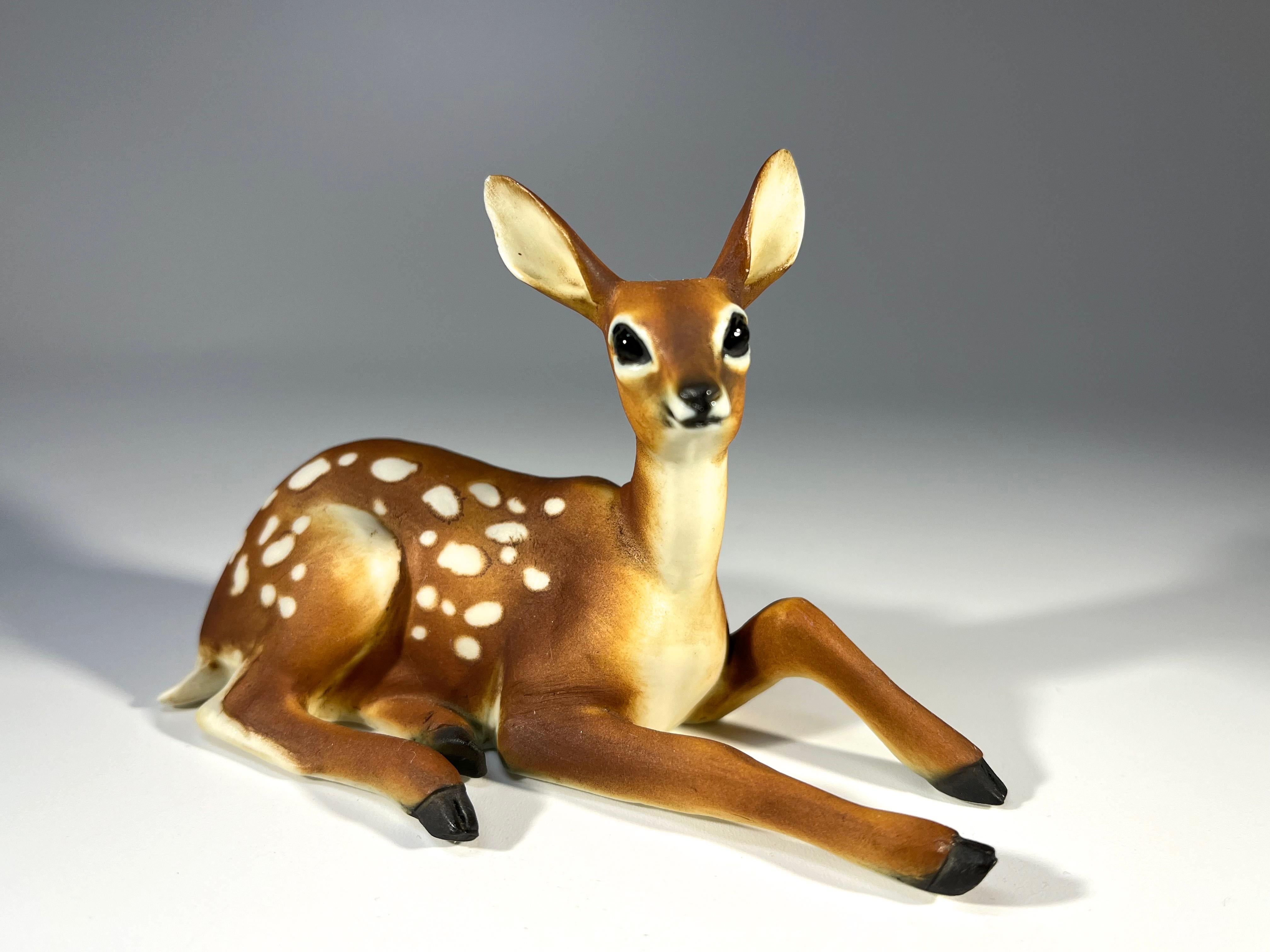 Unbelievably delicate and superbly crafted, Italian bisque porcelain fawn figurine 
Miniature in size with huge appeal
Highly likely to be from the 1980's 
Hand painted matt finish
Height 2.75 inch, Width 4 inch, Depth 1.75 inch
Signed to base
In