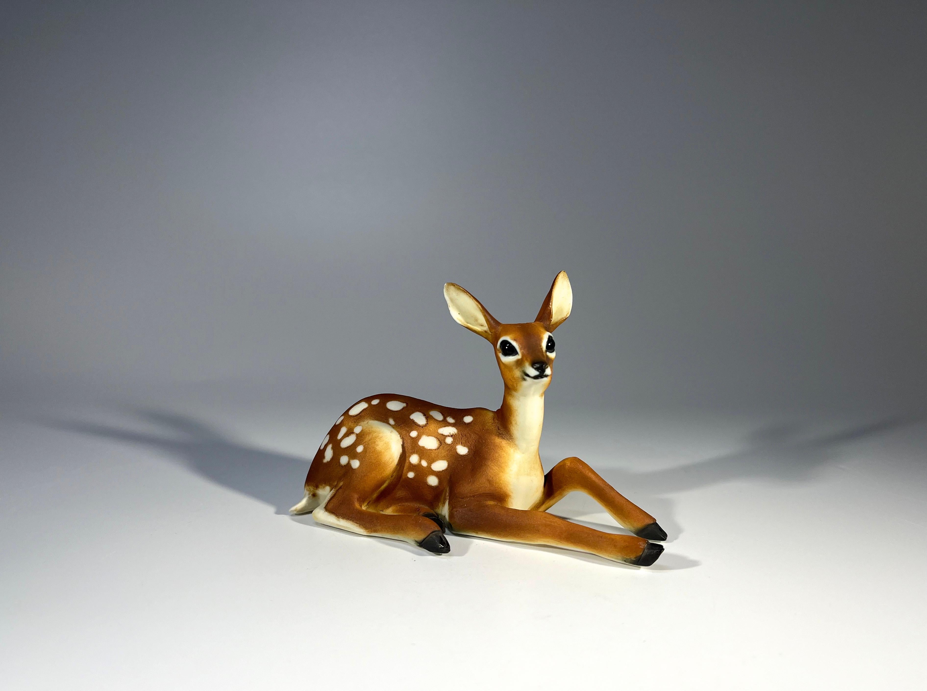 Exquisite Miniature Italian Bisque Porcelain Fawn Figurine, Superbly Crafted For Sale 3
