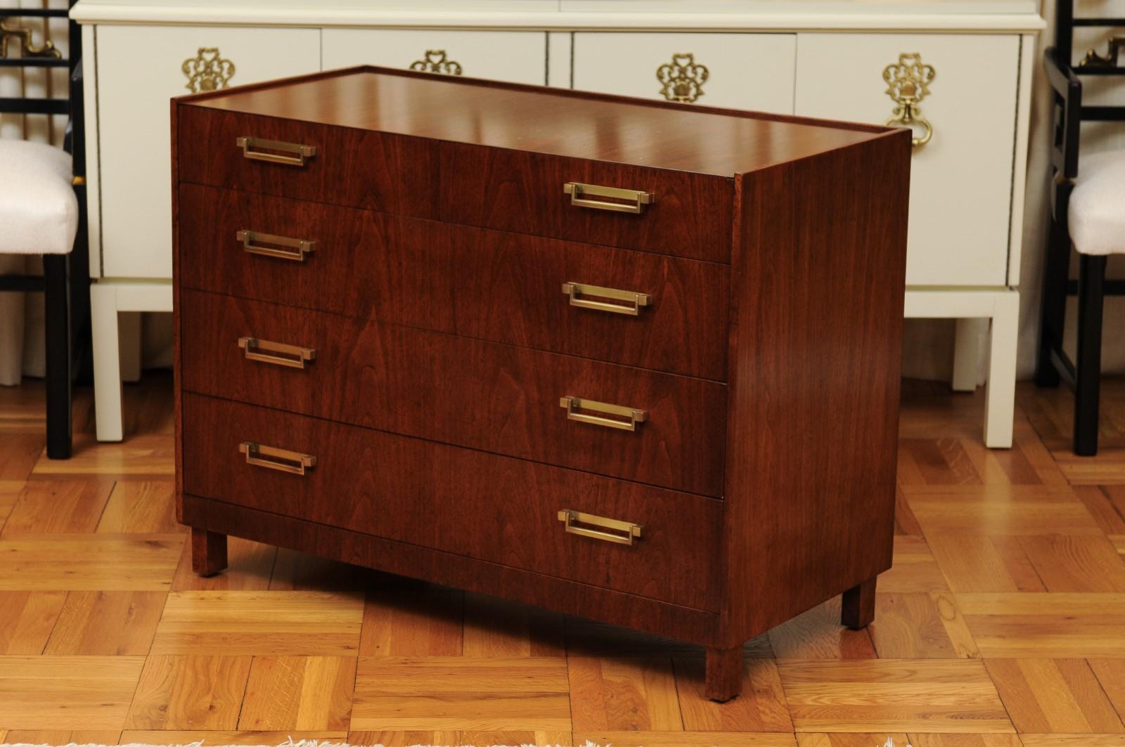 Exquisite Modern Campaign Commode by Michael Taylor for Baker, circa 1960 For Sale 1