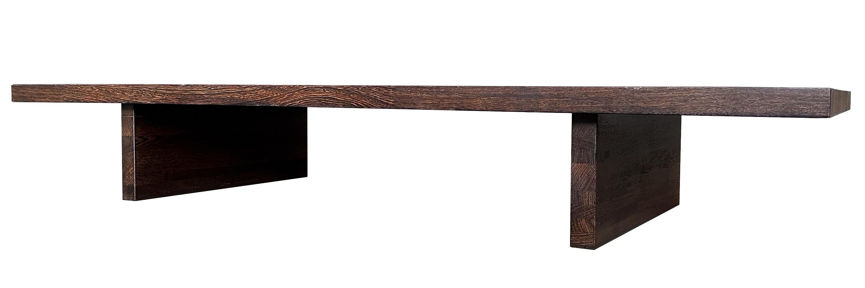 Minimalist Modern Solid Wenge Wood Low Coffee Table For Sale 1