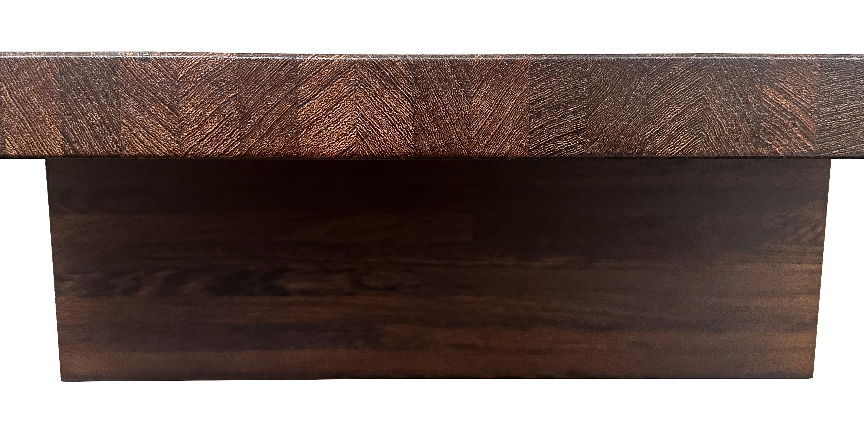 Minimalist Modern Solid Wenge Wood Low Coffee Table For Sale 6