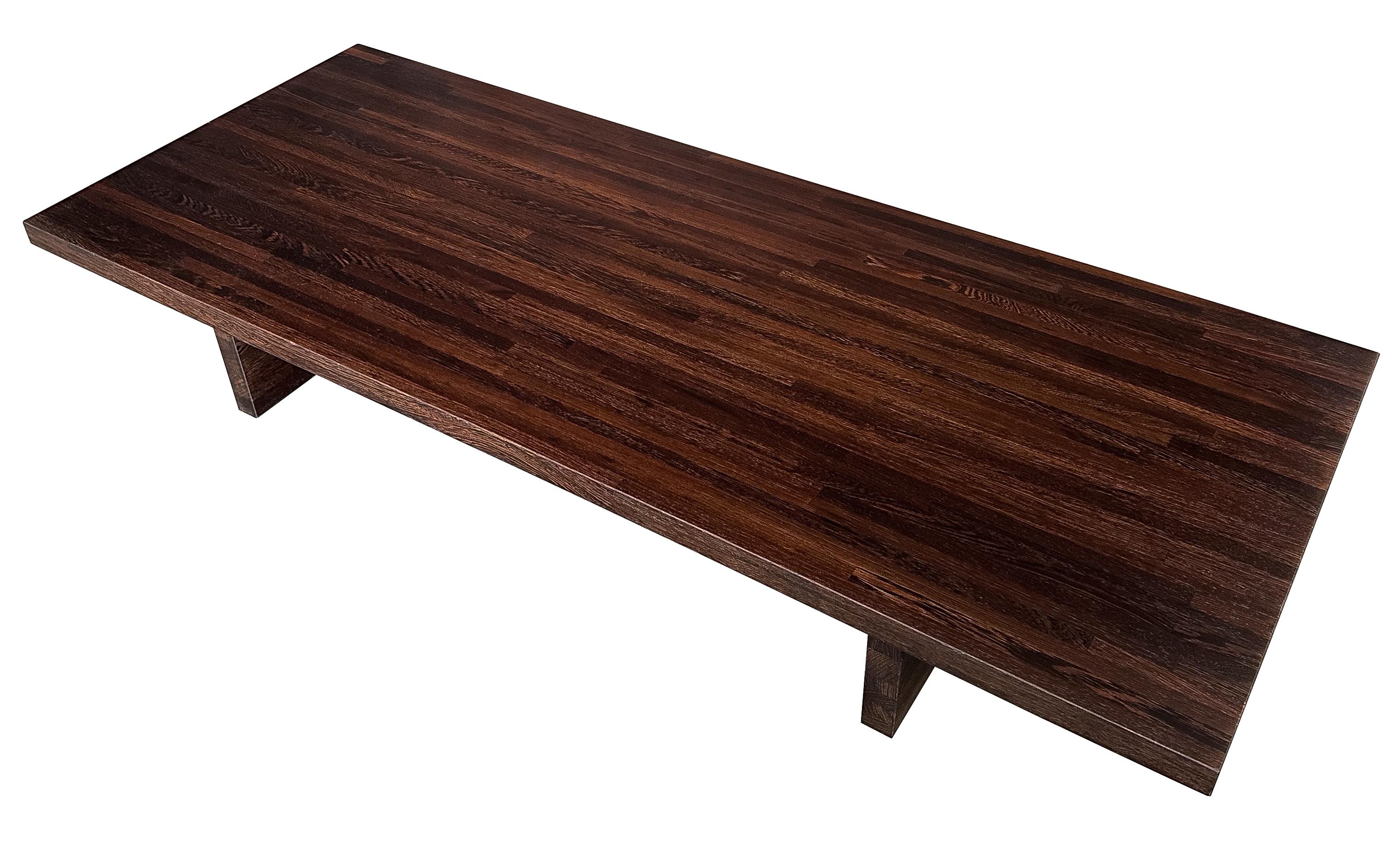 Belgian Minimalist Modern Solid Wenge Wood Low Coffee Table For Sale