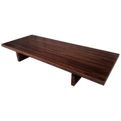 Vintage Minimalist Modern Solid Wenge Wood Low Coffee Table