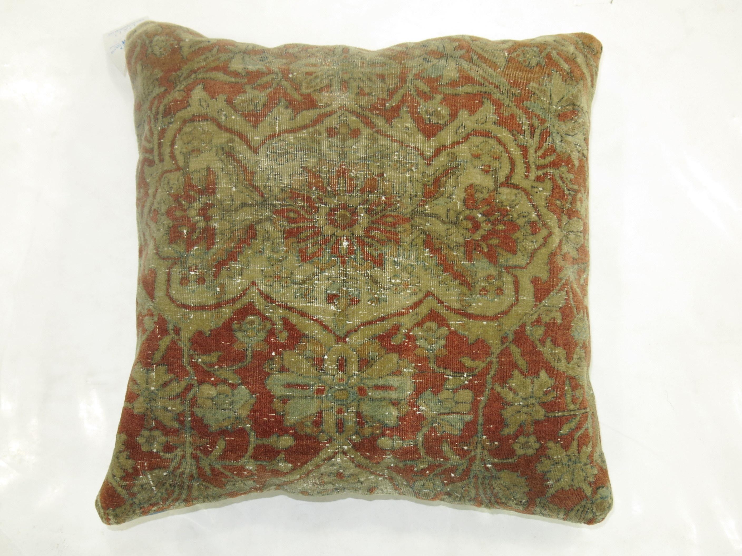 Agra Exquisite Mohtasham Kashan Rug Pillow For Sale