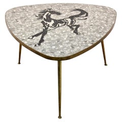 Table basse ou d'appoint exquise en mosaïque et laiton de Berthold Mller, années 1960