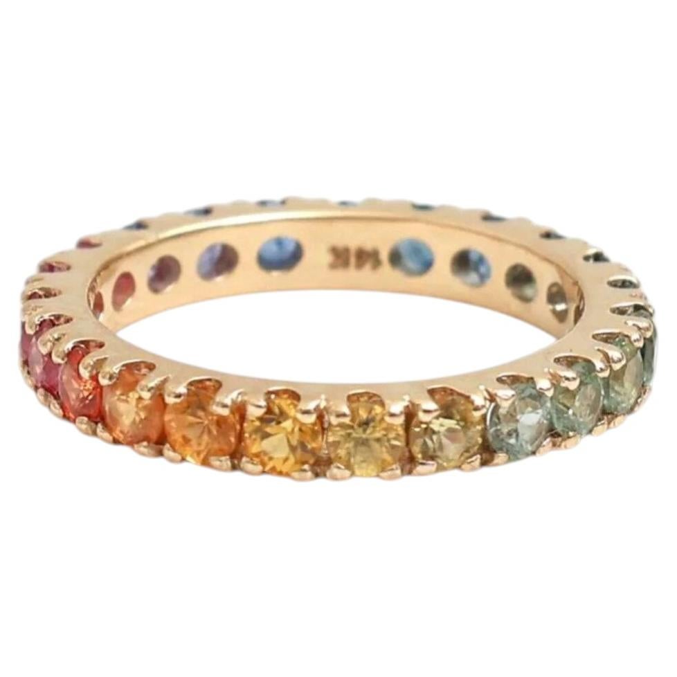 1.82ct Multi-Color Sapphire 14K Yellow Gold Eternity Band Ring