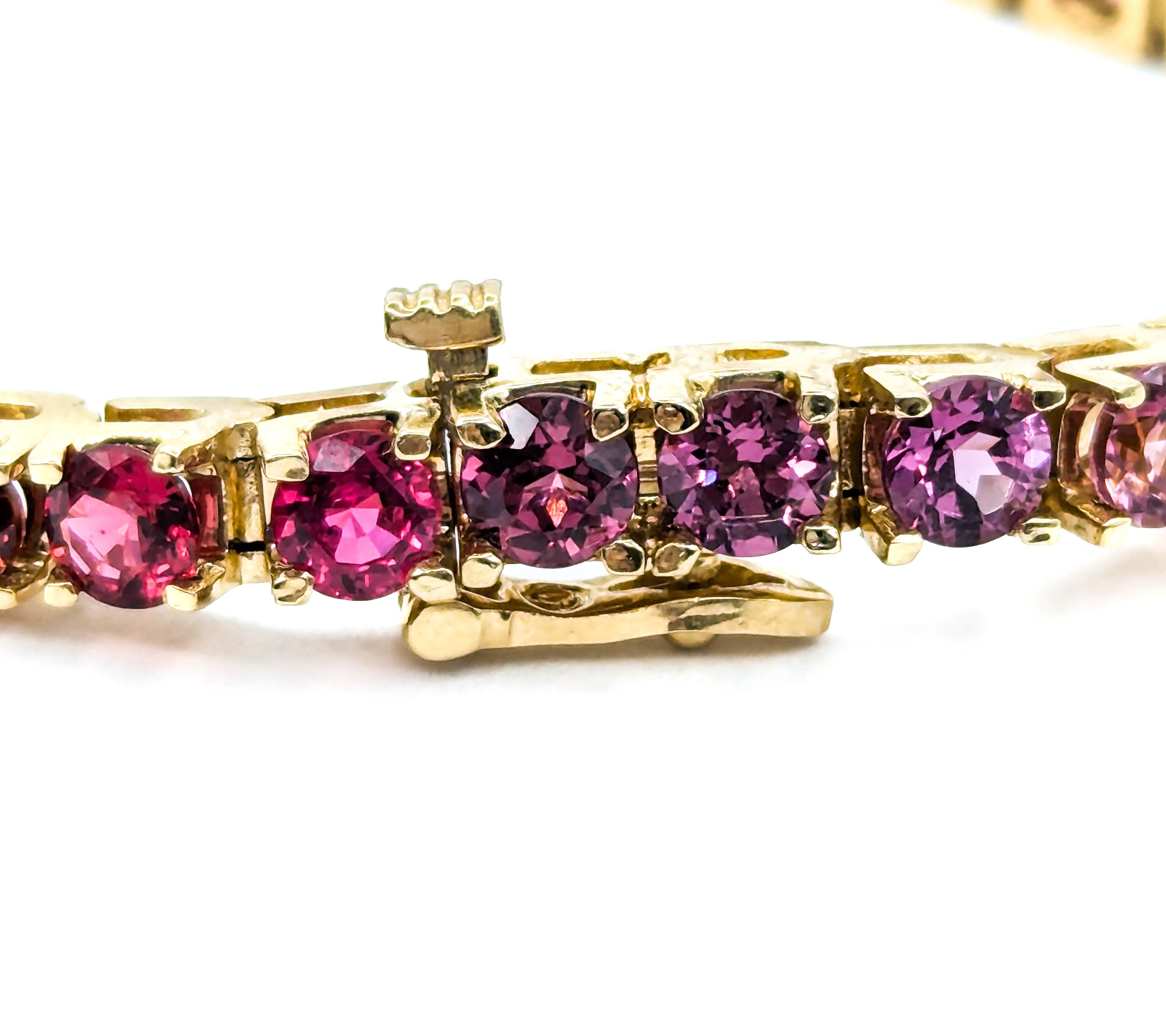 Exquisites Tennisarmband mit mehreren Edelsteinen aus 14k Gelbgold (Rundschliff)