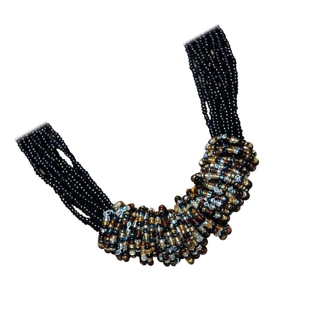 multi strand black bead necklace