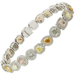 Exquisite Multicolored Fancy Diamond Link Bracelet