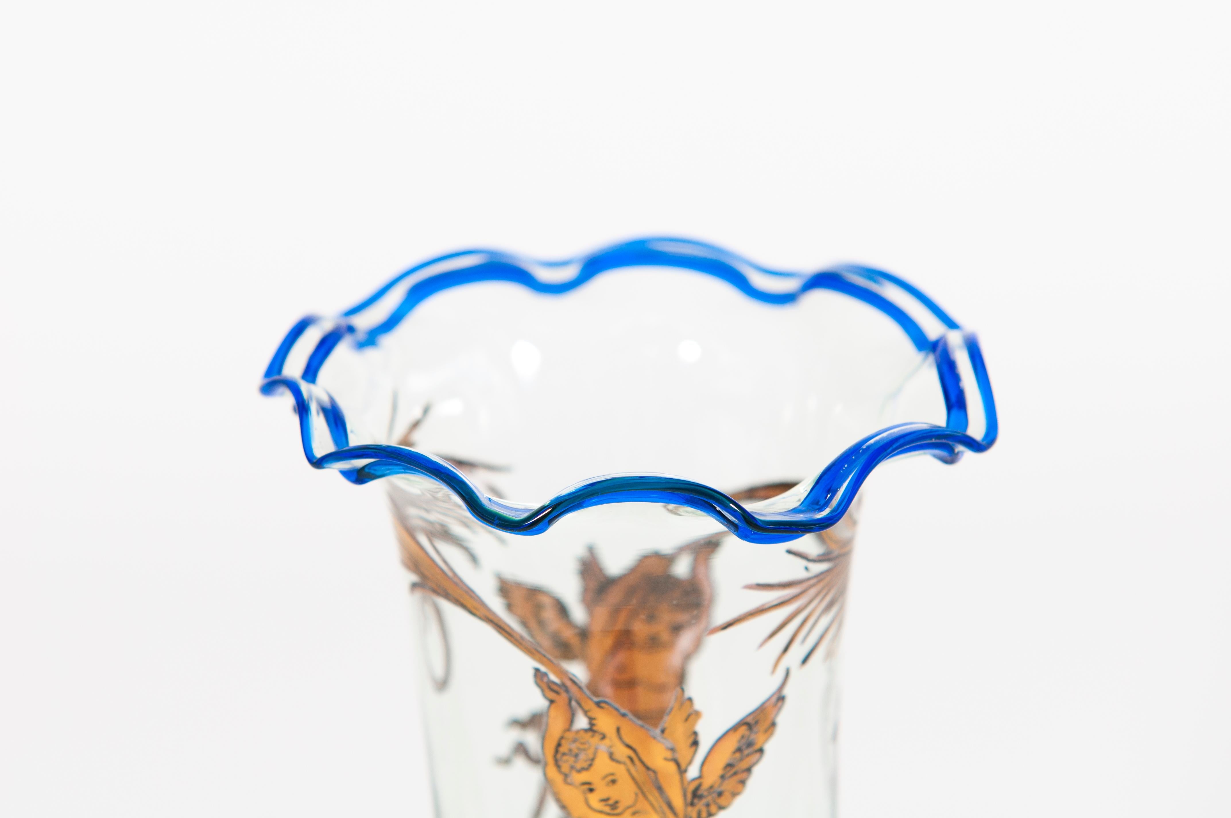 Exquis gobelet en verre de Murano avec scène de 
