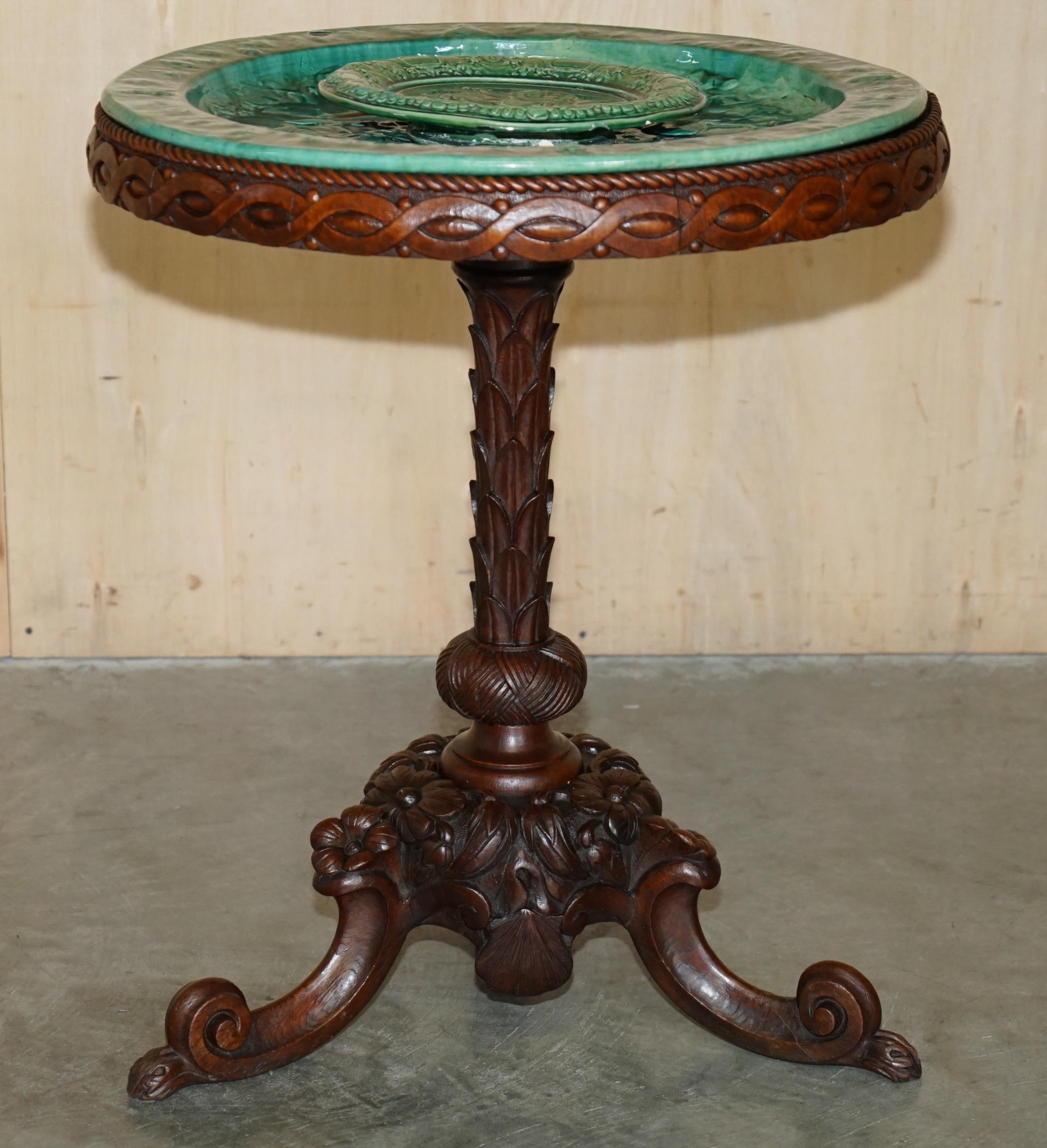 EXQUISITE MUSEUM QUALITY CARVED ANTiQUE CENTRE TABLE CLASSICAL MAJOLICA CHARGER For Sale 7