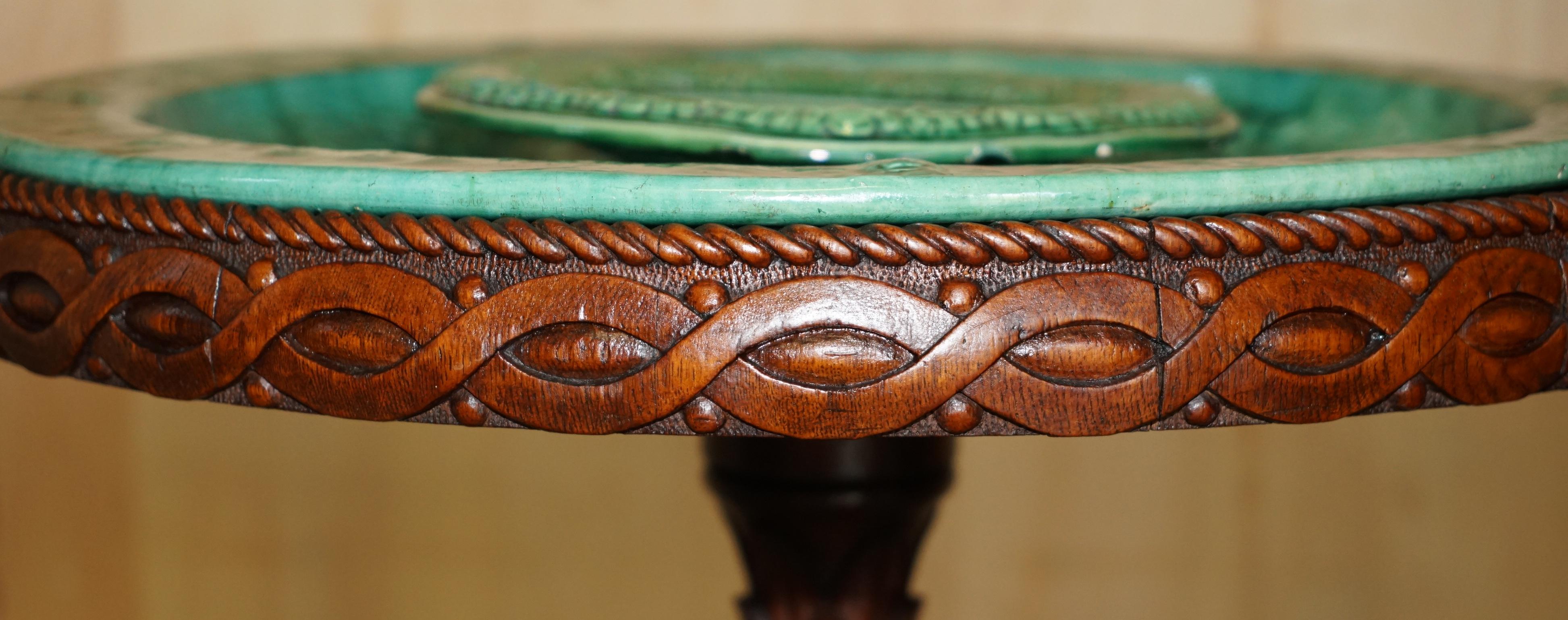 EXQUISITE MUSEUM QUALITY CARVED ANTiQUE CENTRE TABLE CLASSICAL MAJOLICA CHARGER For Sale 13
