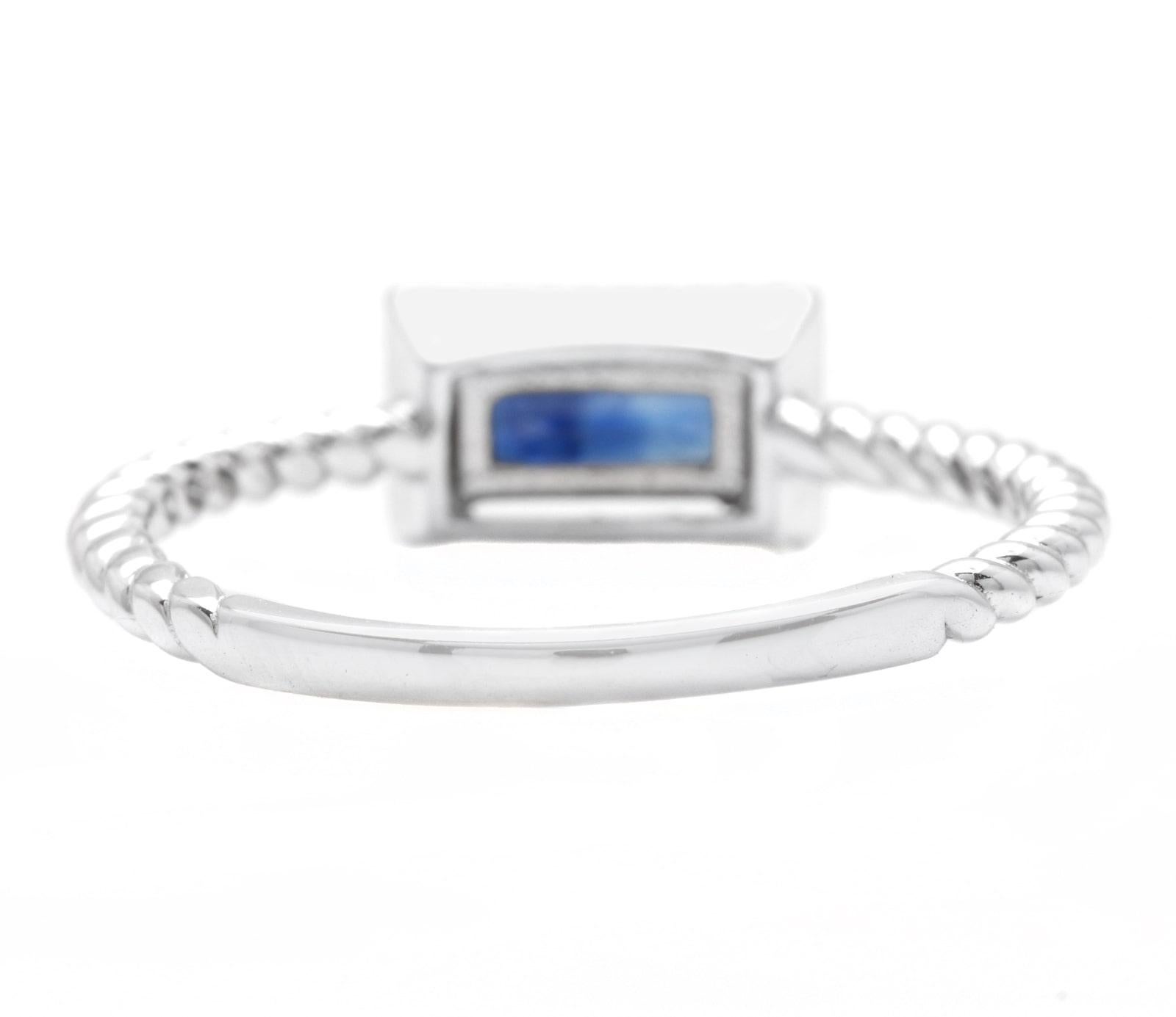 Mixed Cut Exquisite Natural Blue Sapphire 14K Solid White Gold Ring For Sale