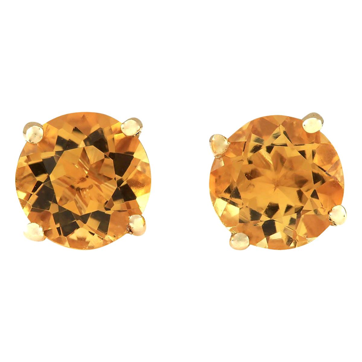 Exquisite Natural Citrine Earrings In 14 Karat Yellow Gold  For Sale