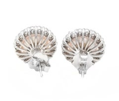 Exquisite Natural Cultured Pearl and Diamond 14K Solid White Gold Stud Earrings
