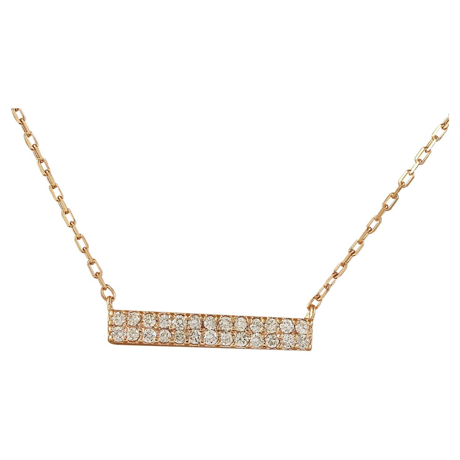 Exquisite Natural Diamond Bar Necklace In 14 Karat Rose Gold 