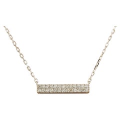 Collier exquis à barre de diamants naturels en or blanc 14 carats 