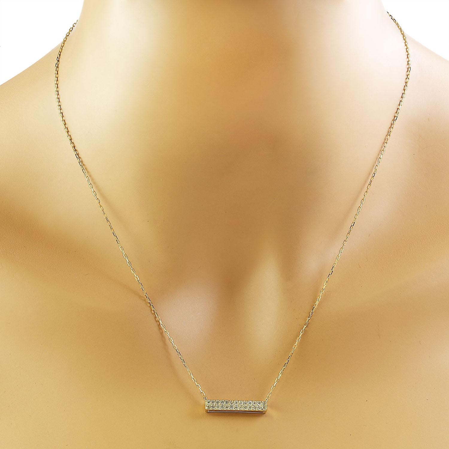 Modern Exquisite Natural Diamond Bar Necklace In 14 Karat Yellow Gold  For Sale