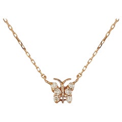 Exquisite Natural Diamond Butterfly Necklace In 14 Karat Rose Gold