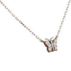 Exquisite Natural Diamond Butterfly Necklace In 14 Karat White Gold